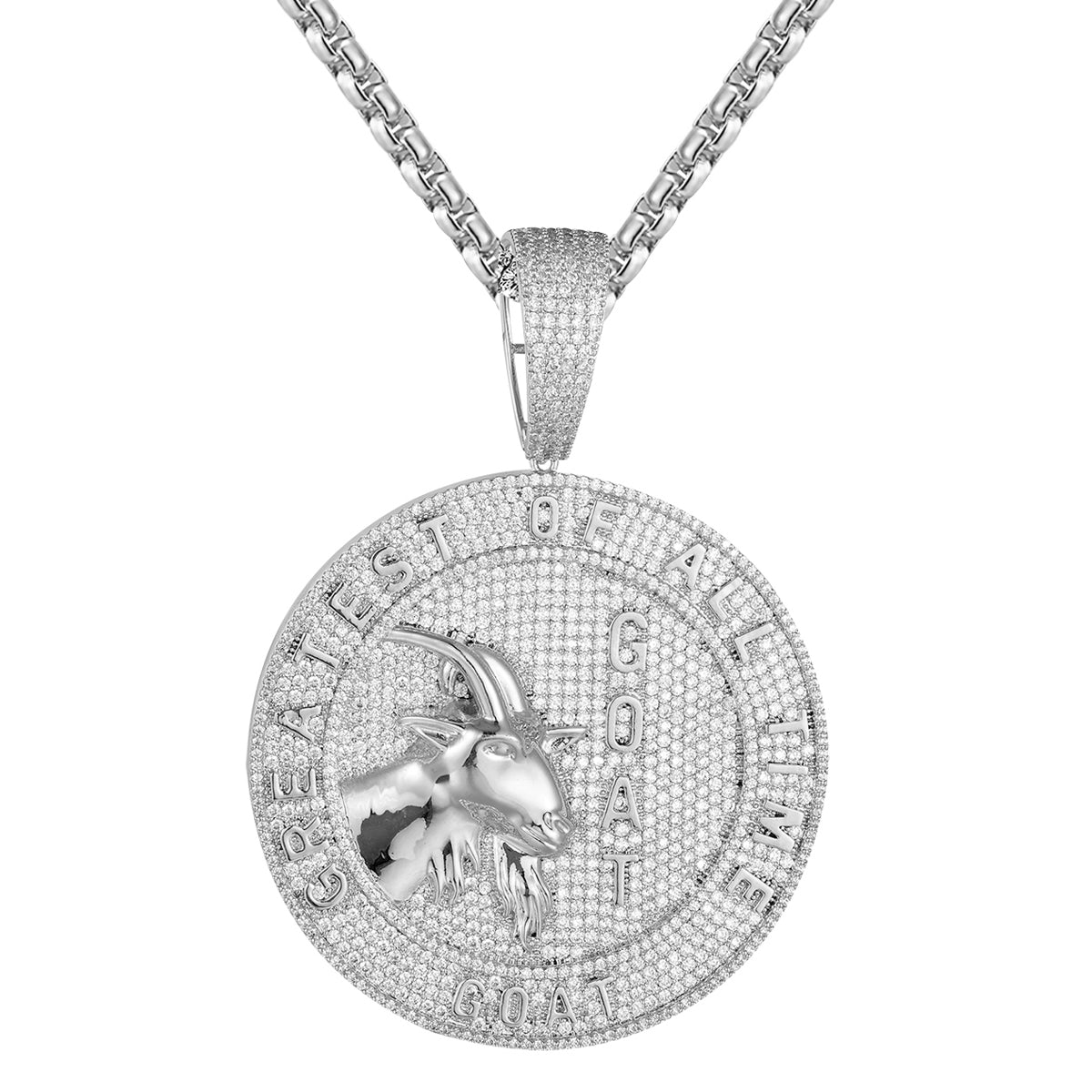 Custom Sterling Silver GOAT Icy Pendant for Men - Elegant Hip Hop Jewelry Gift for Birthday, Anniversary & Special Occasions