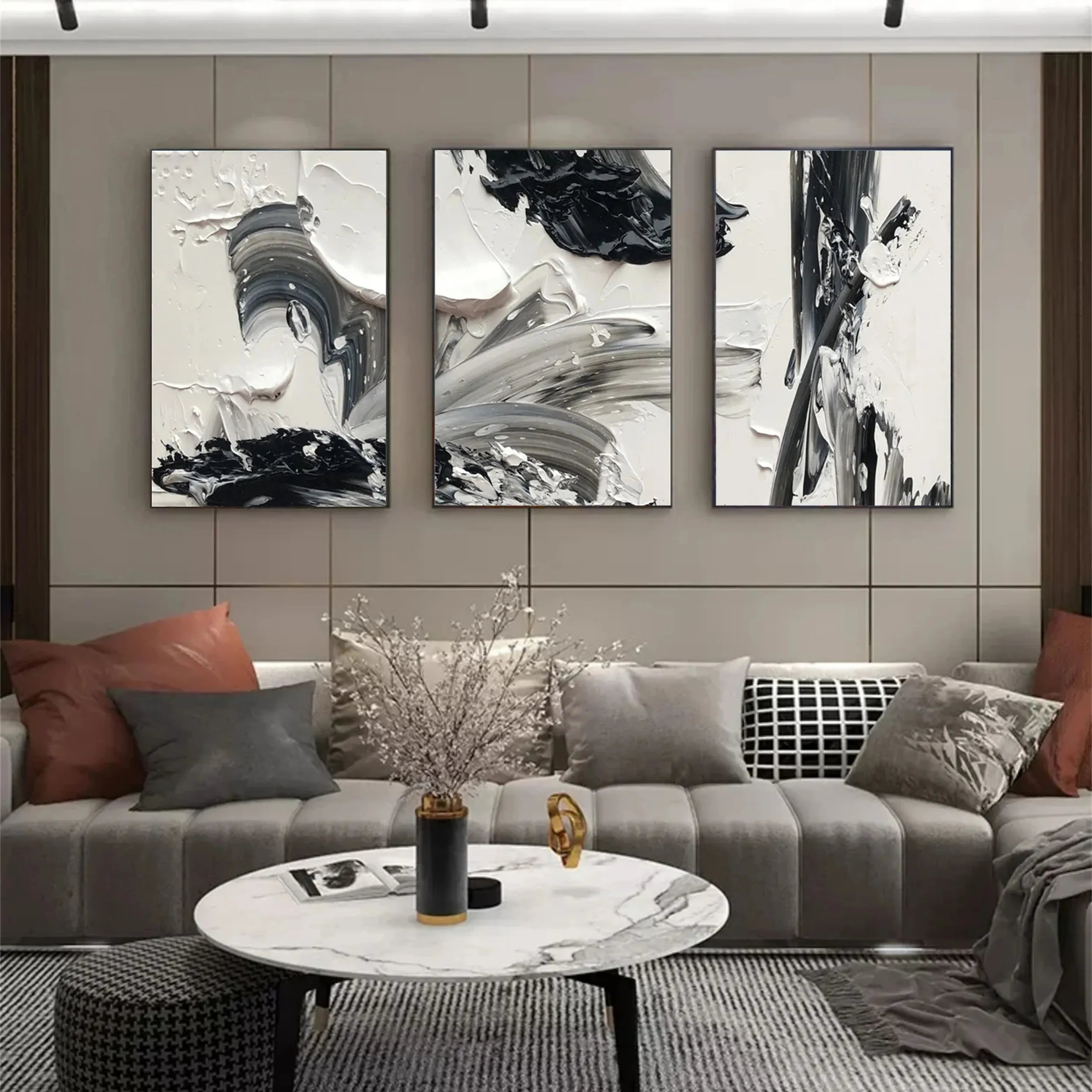 Minimalist Abstract Balance Canvas Wall Art Set of 3 - Modern Home Decor for Living Room, Bedroom & Office - #MM285