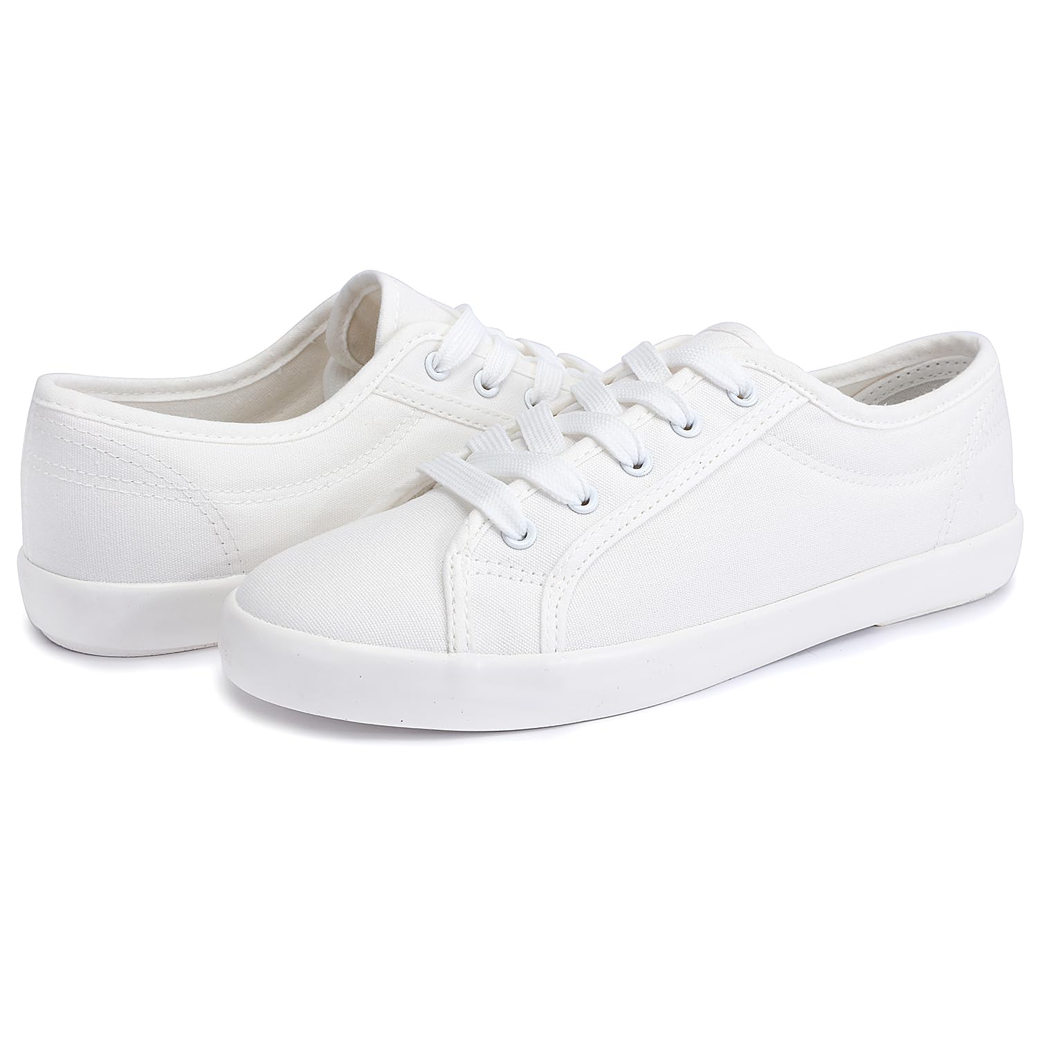Women's Low Cut Canvas Lace-Up Casual Sneakers - Classic Comfortable Tennis Shoes for Walking, Running & Everyday Wear