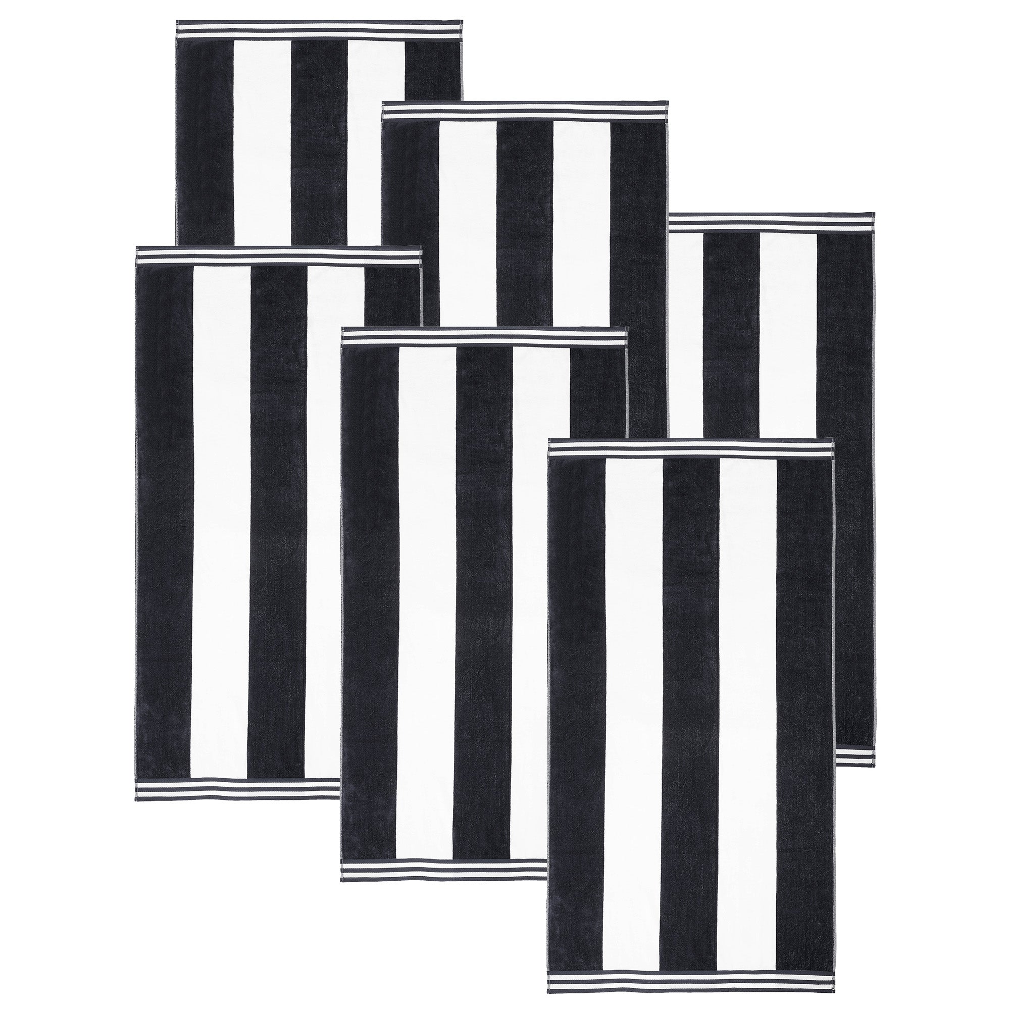 Premium Cabana Stripe Oversized Cotton Beach Towel Set of 2, 4, or 6 - Soft, Absorbent & Quick-Drying for Pool, Beach, Vacation & Spa Use