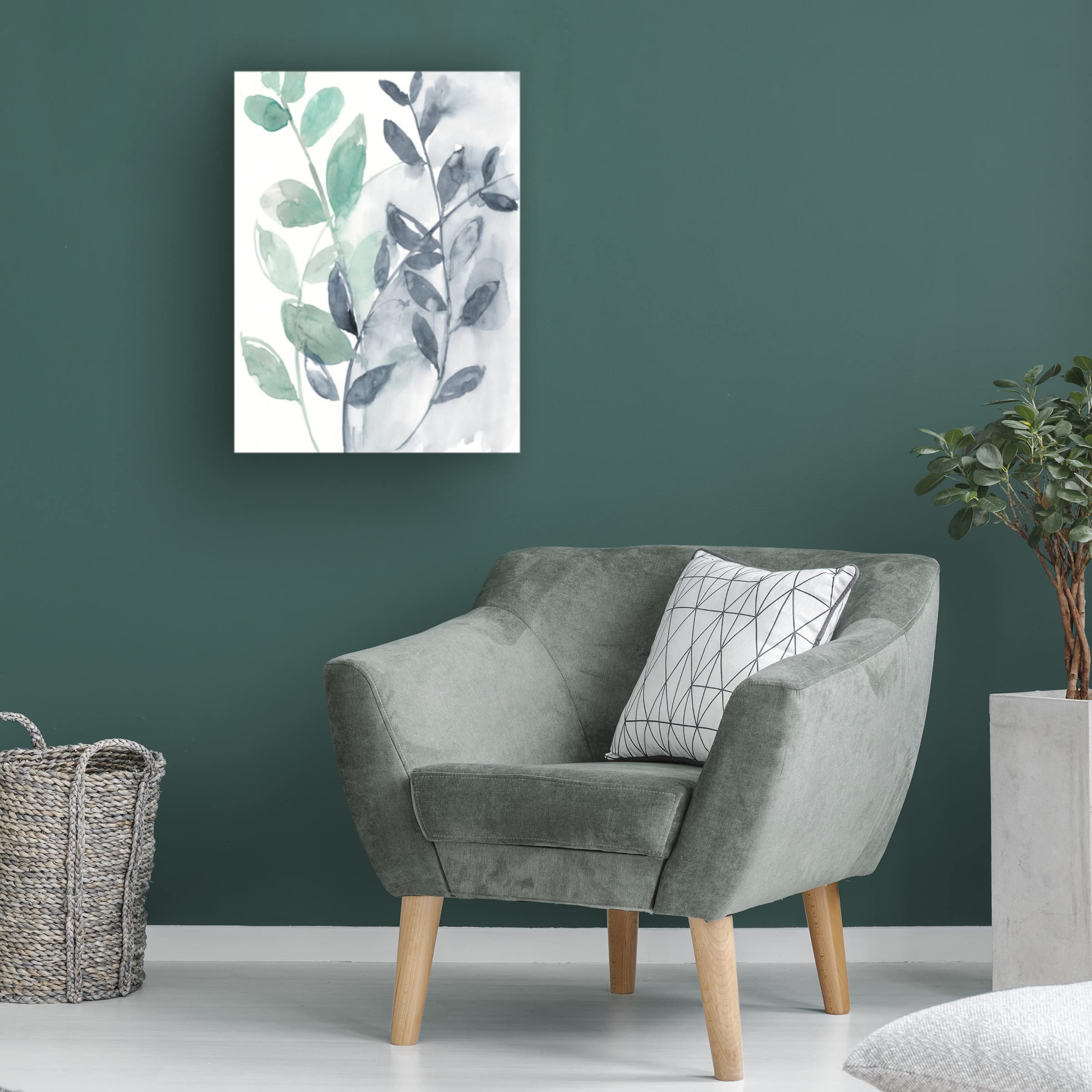 Jennifer Goldberger 'Water Flow Leaves I' Canvas Art Print - Modern Nature Wall Decor for Living Room, Bedroom & Office - Handmade Floral Botanical Painting