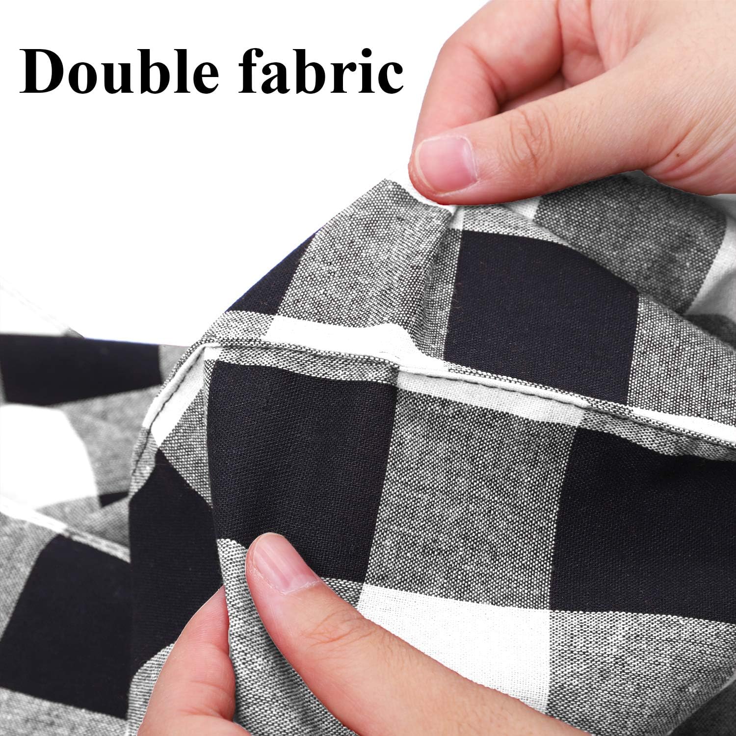 Aneco Buffalo Plaid Cotton Placemats - 13x19 Inch Double Layer Checkered Table Mats - Black and White Kitchen Decor (Set of 4) for Dining Table, Holiday Parties & Farmhouse Style Decor