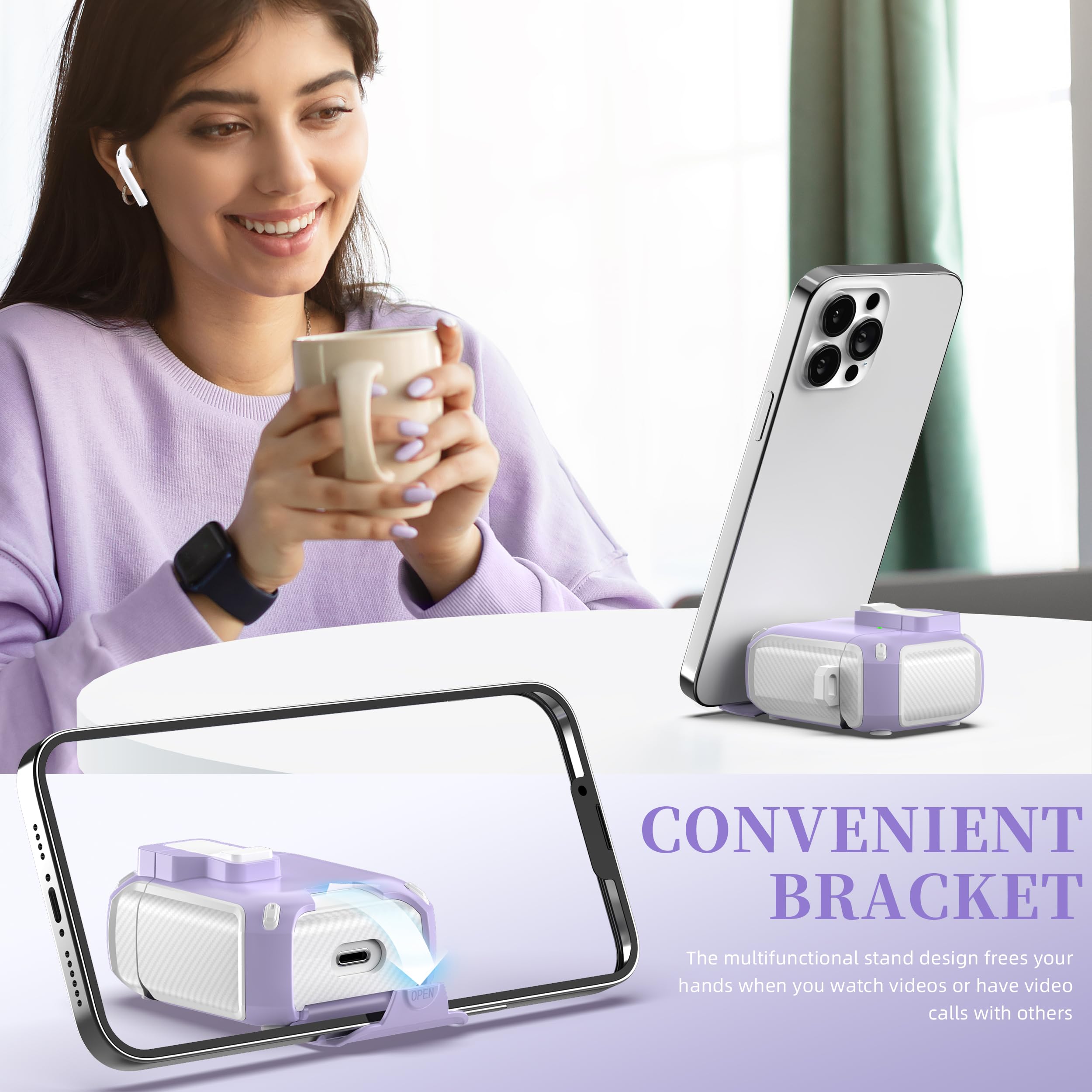 Magnetic AirPods Case Cover for 1st & 2nd Gen - Magsafe Compatible, Auto-Locking, Dustproof Charging Port with Stand & Cleaning Kit (Snow White/Grape Purple) - Perfect for Work, Travel & Daily Protection