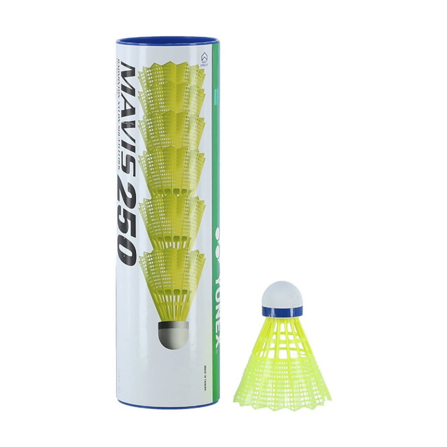 Yonex Mavis 250 Nylon Badminton Shuttlecocks - Yellow Medium Speed Feather Shuttle for Training & Recreational Play - Perfect for Indoor/Outdoor Badminton Games & Practice