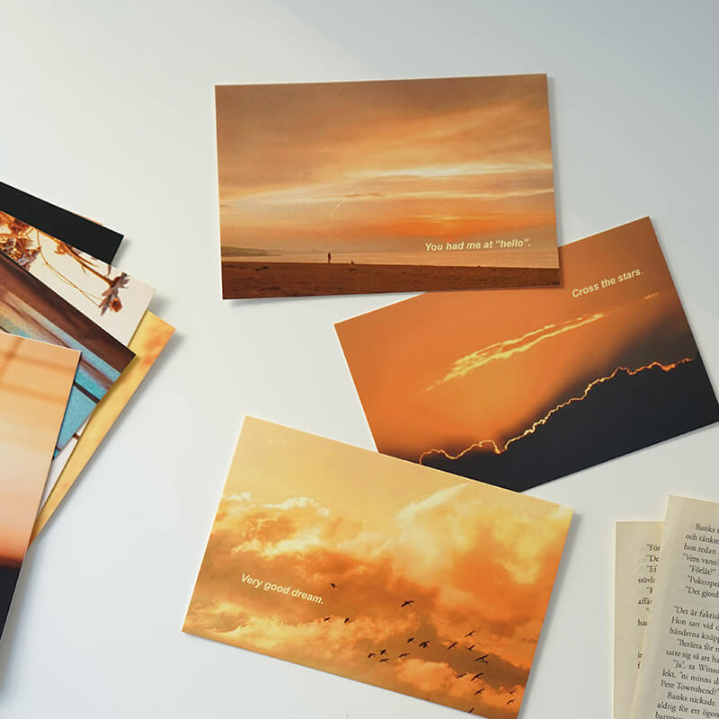 Golden Hour Wall Collage Postcards - Set of 12 Sunset Photo Cards for Home Decor, Scrapbooking & Gift Giving | Perfect for Bedroom, Office & Dorm Room Aesthetic