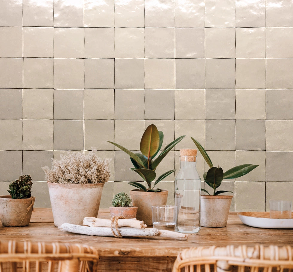 Zellige Charm Semi Gloss Ceramic Tiles - Onyx Black Moroccan Style Wall & Floor Tiles for Kitchen Backsplash, Bathroom, and Shower Decor