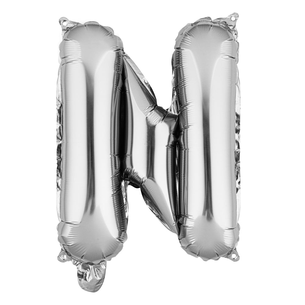 Balloonify Silver Mylar Letter N Balloon - 16 Inch Large Foil Alphabet Balloon for Birthday Party Decorations, Baby Shower, Graduation & Anniversary Celebrations (1 Count)