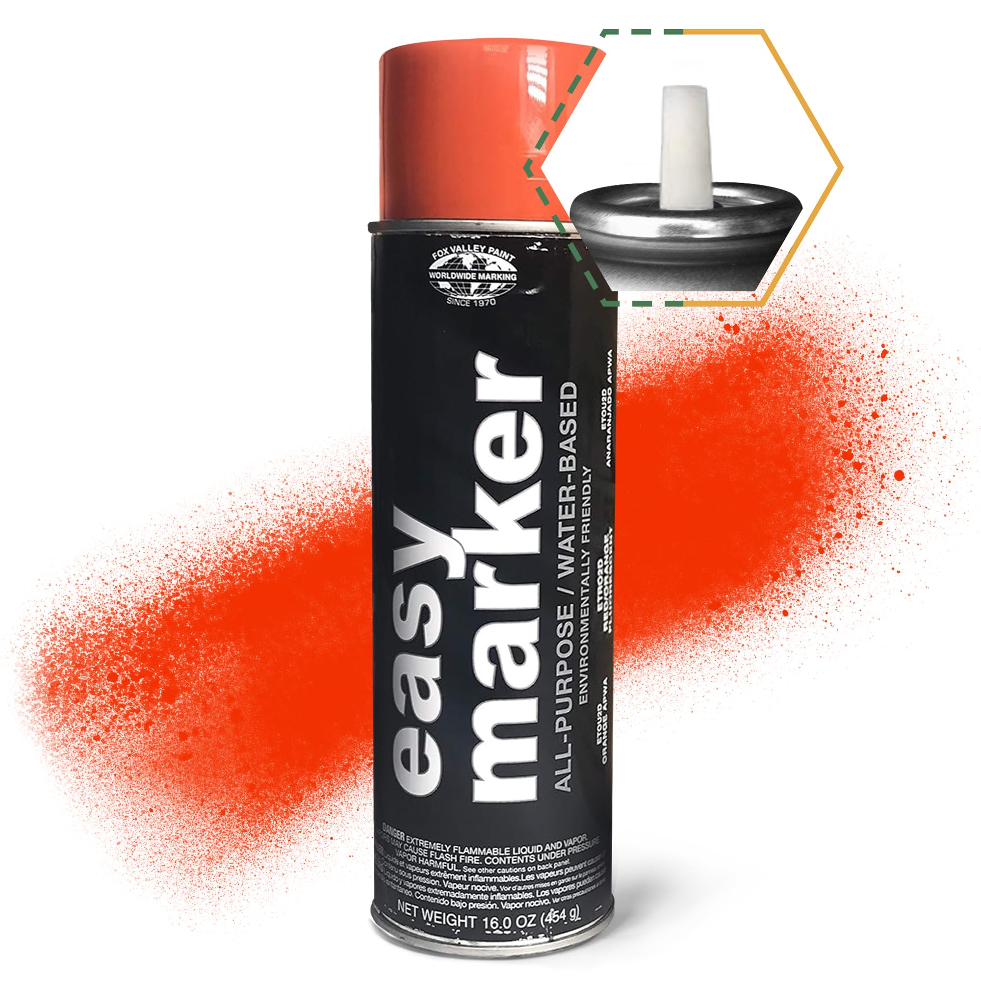 Fox Valley Easy Marker Inverted Utility Marking Spray Paint - 18 oz (Pack of 12) - Red/Orange Fluorescent High-Visibility Paint for Grass, Parking Lots & Construction Sites - Ideal for Landscaping, Road Marking & Safety Applications