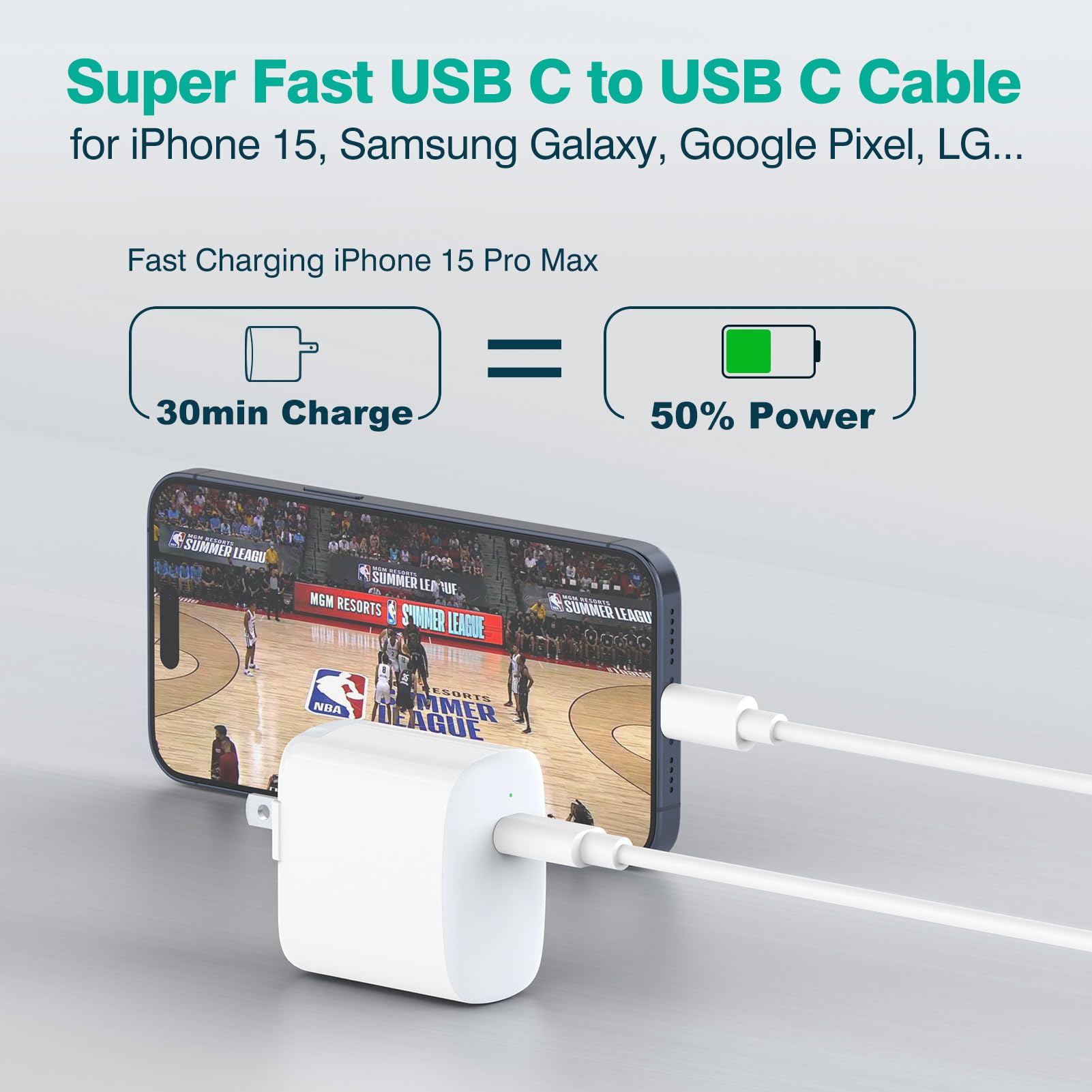 IFEART 3.3FT USB C to USB C Fast Charging Cable - Compatible with iPhone 16/15 Pro Max/Plus, MacBook Air/Pro, iPad Pro 13/12.9/11 inch, iPad Air 5/4, Mini 6, Pixel - Perfect for Home, Office & Travel Charging