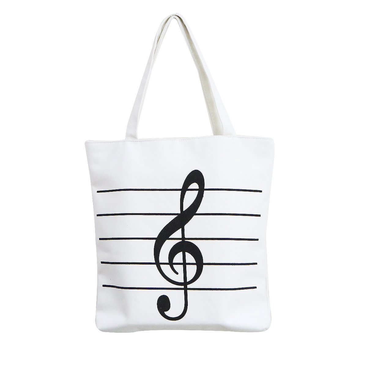 Music Notes Tote Bag for Women - Reusable Canvas Grocery Shopping Bag with Shoulder Strap - Perfect Gift for Girls & Music Lovers (White) - Ideal for School, Work, Grocery Shopping & Daily Use