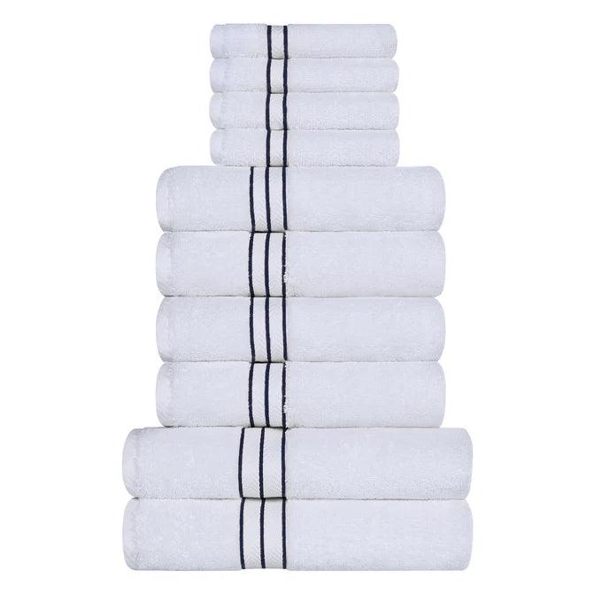Premium Ultra Plush Turkish Cotton Bath Towel Set - 10 Piece Highly Absorbent Luxury Towels for Bathroom, Spa & Beach Use - Soft & Quick-Drying Solid Color Collection