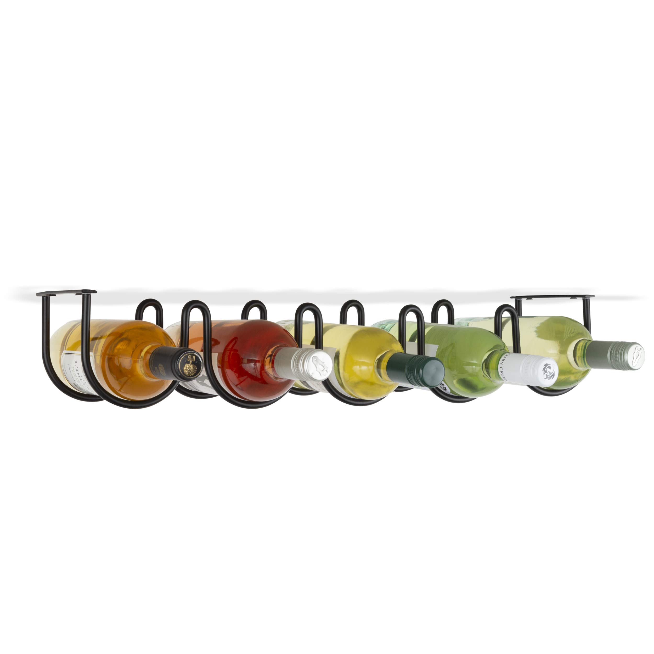 Wallniture Dijon 5-Sectional Wine Rack - Wall Mounted or Under Cabinet Bottle Storage Organizer - Metal Black Set of 2 - Perfect for Kitchen, Bar, Dining Room & Wine Cellar Organization