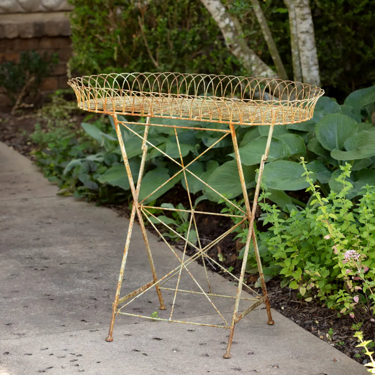French Wire Garden Stand - Rust-Resistant Metal Plant Holder for Indoor & Outdoor Use - Perfect for Flowers, Herbs, and Small Plants in Home, Patio, or Balcony Decor