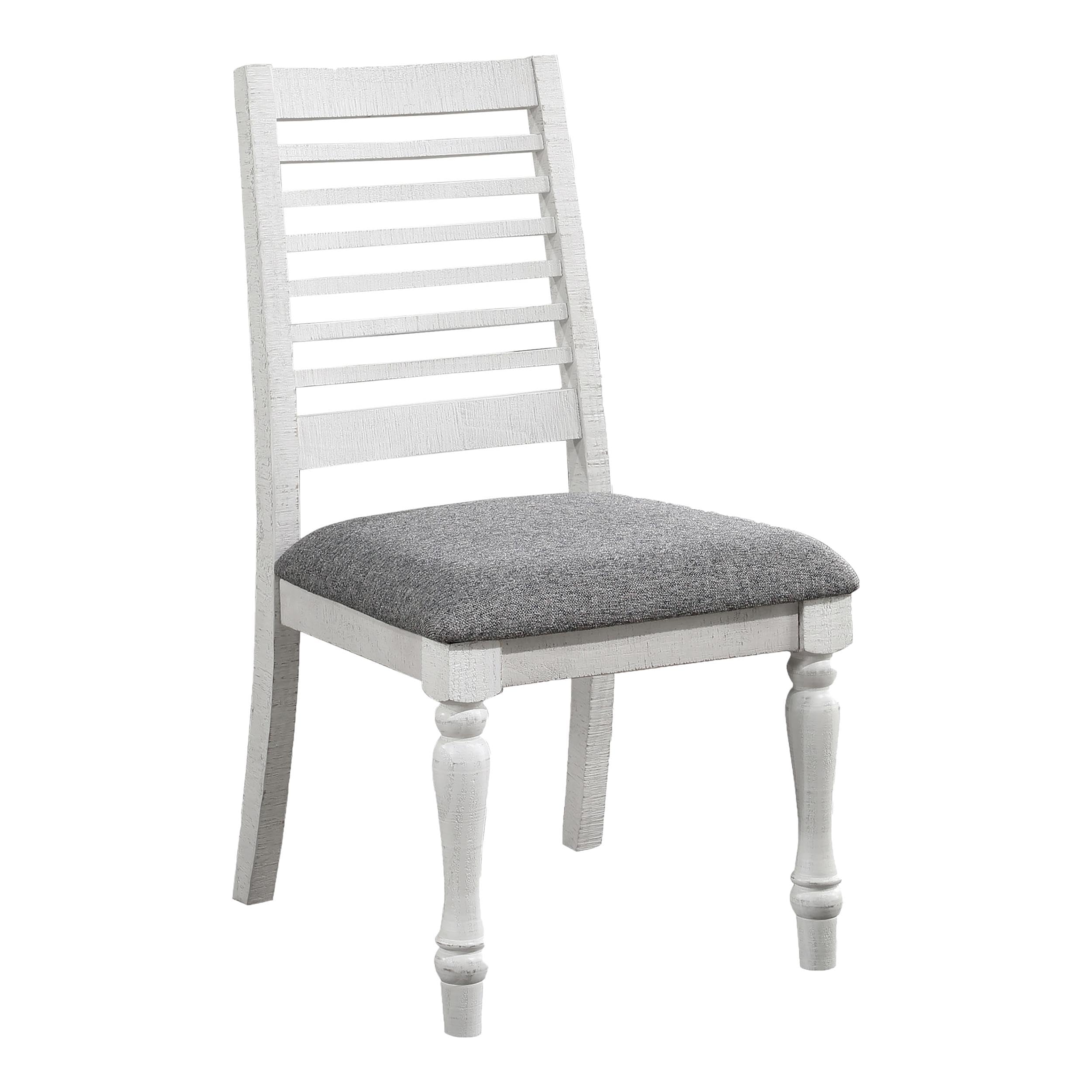 Furniture of America Treon Wood Padded Side Chairs Set of 2 - Antique White Finish, Comfortable Dining Room Chairs for Kitchen, Breakfast Nook, and Home Decor