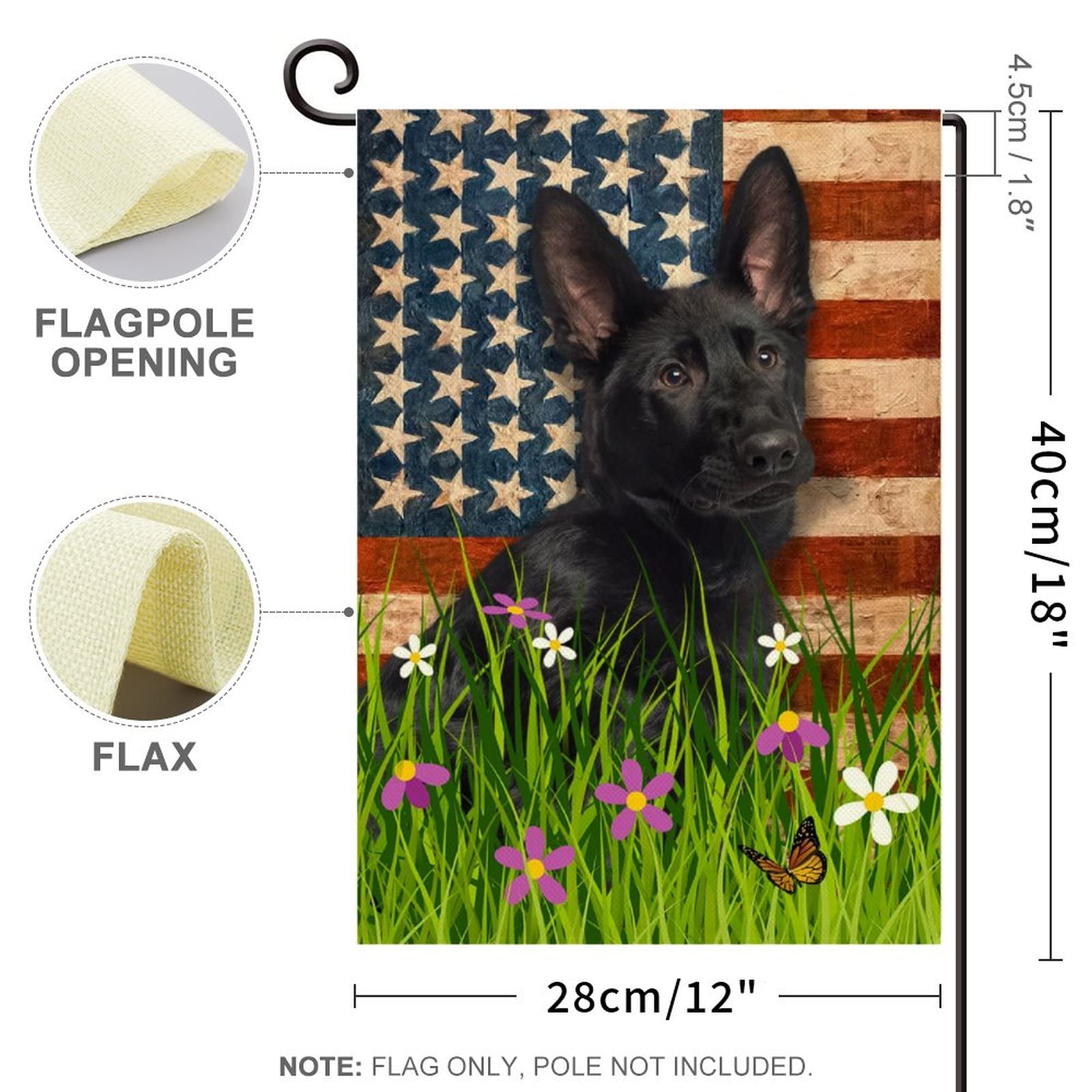 Double-Sided American Flag with Mudi Dog - 12.5x18.5 Inch Vertical Burlap Garden Flag for Outdoor Decor, Yard, Farmhouse & Seasonal Holidays | Perfect for Patriotic Displays, Front Porch Welcome Signs & Backyard Parties