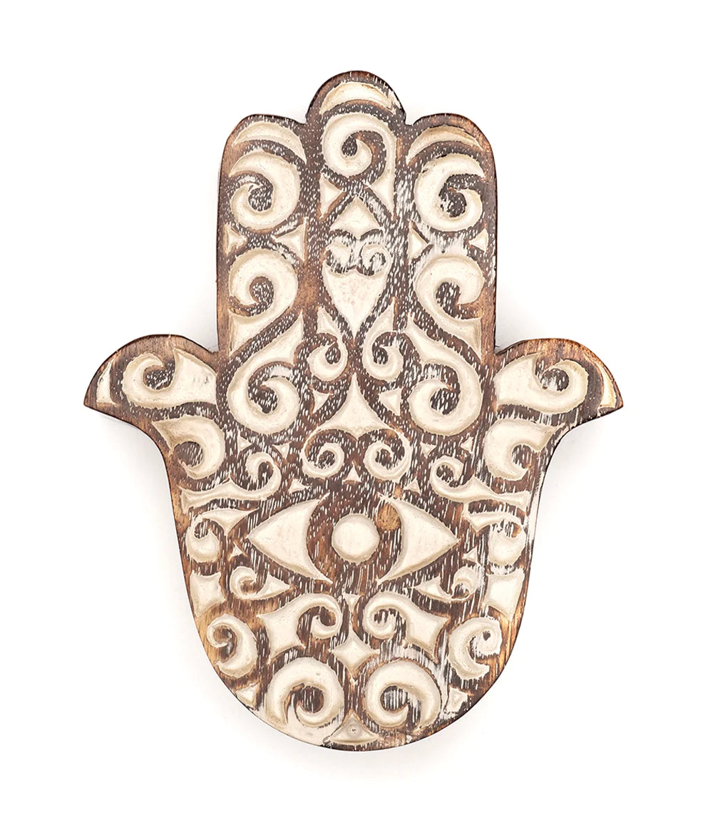Handcrafted Hamsa Wooden Pivot Jewelry Box - Spiritual Gift for Women, Home Decor & Organizer for Rings, Necklaces, Bracelets - Perfect for Bedroom, Bathroom & Travel