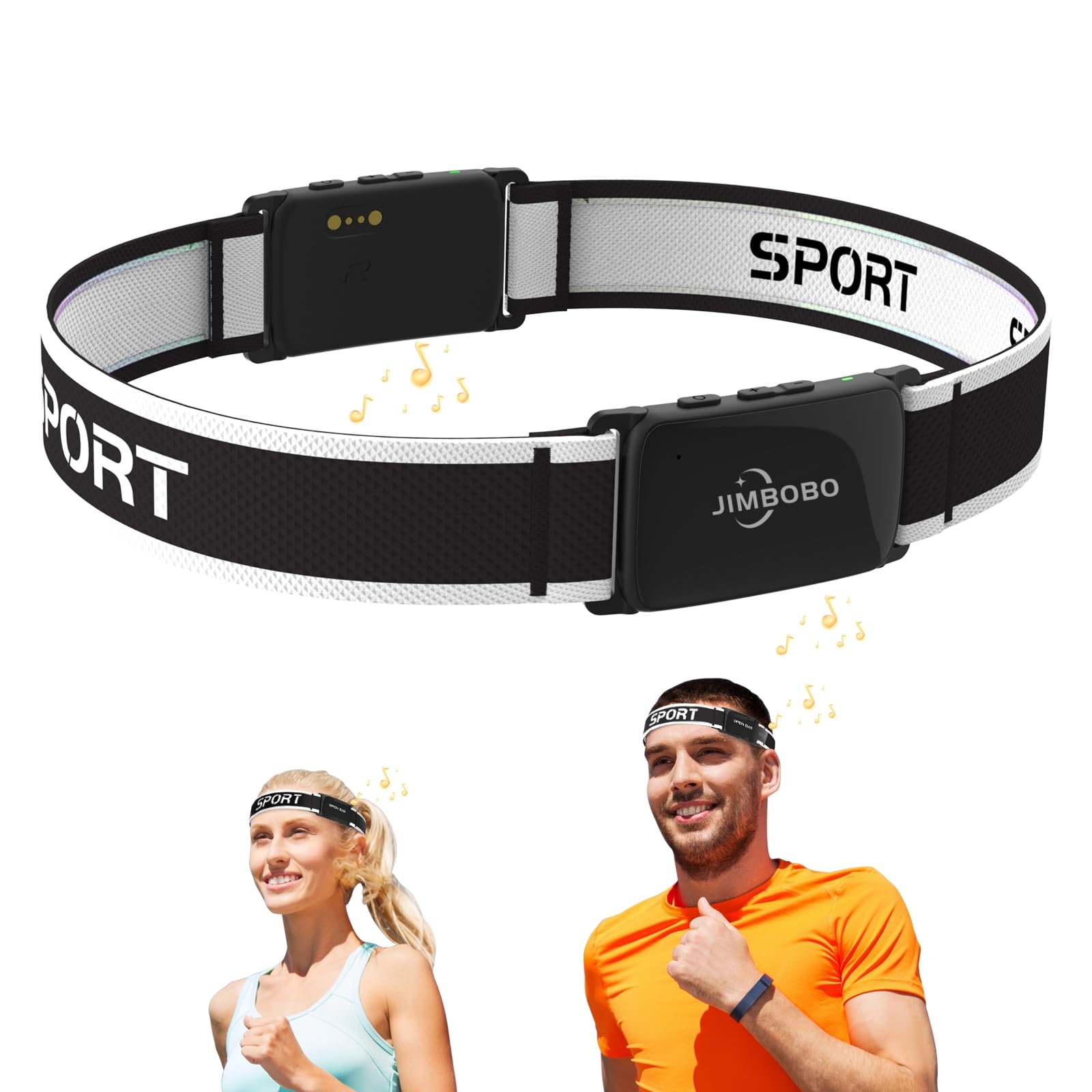 Jimbobo Open Ear Bluetooth Headphones - Wireless Sport Headband with HD Mic & TWS Stereo Sound, Adjustable Sweatproof Earphones for Running, Gym, Yoga, Cycling & Outdoor Activities (Black) - Perfect for Workouts, Commuting & Active Lifestyles