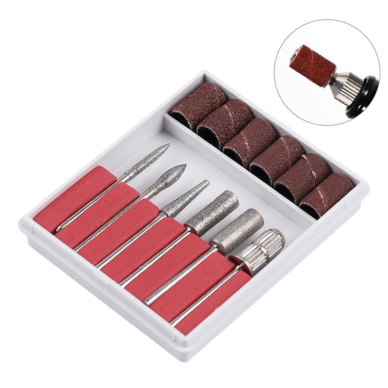 Professional 6Pc Nail Drill Bit Set for Acrylic Nails, Manicure & Pedicure - Includes Crystal Nail Files, Sanding Bands & Drill Bits - Perfect for Nail Salons, Home Use & DIY Beauty Care