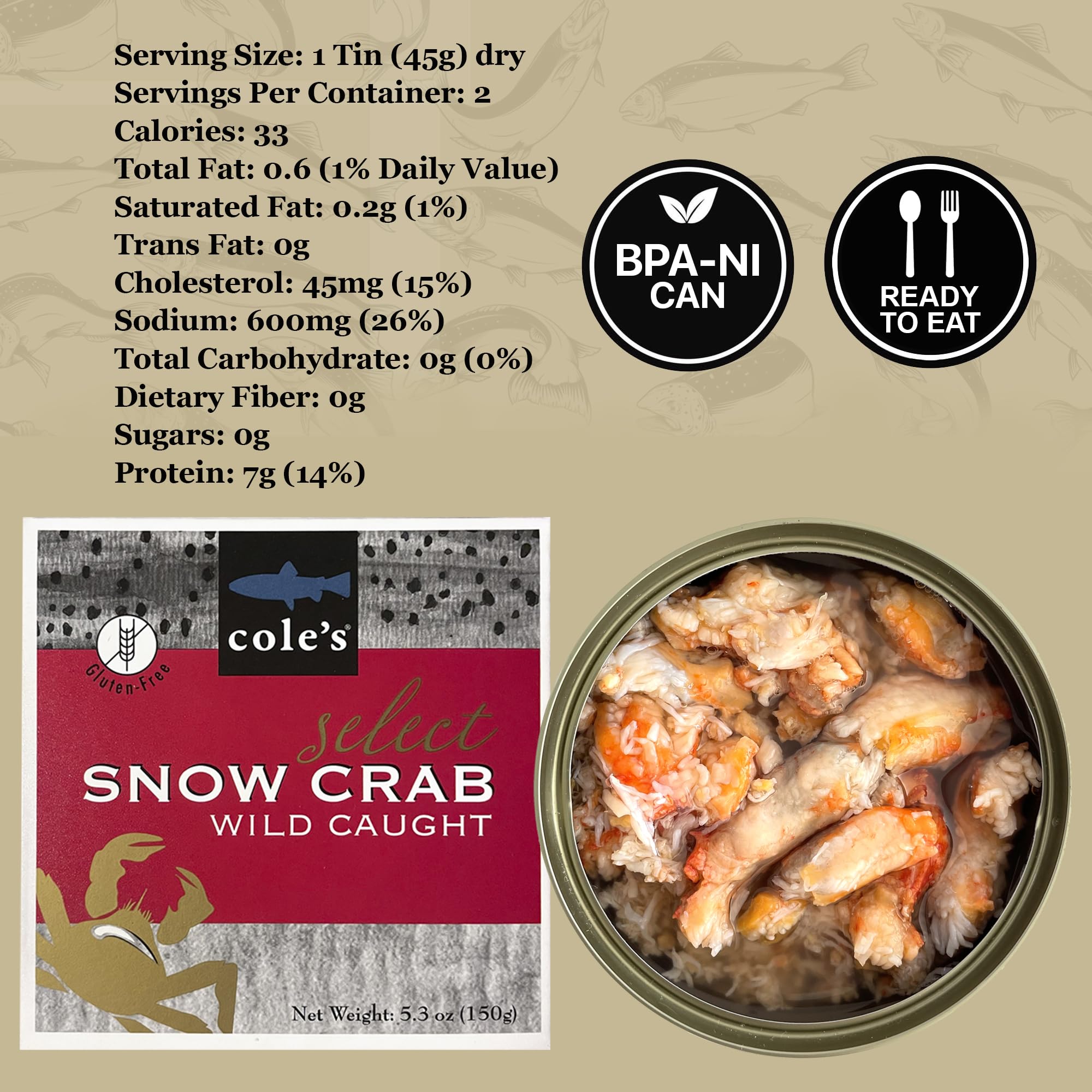 Premium Wild-Caught Patagonian Snow Crab Meat from Chile | High Protein & Omega-3 | No Preservatives | 5.3 oz Can | Perfect for Salads, Pasta & Seafood Dishes