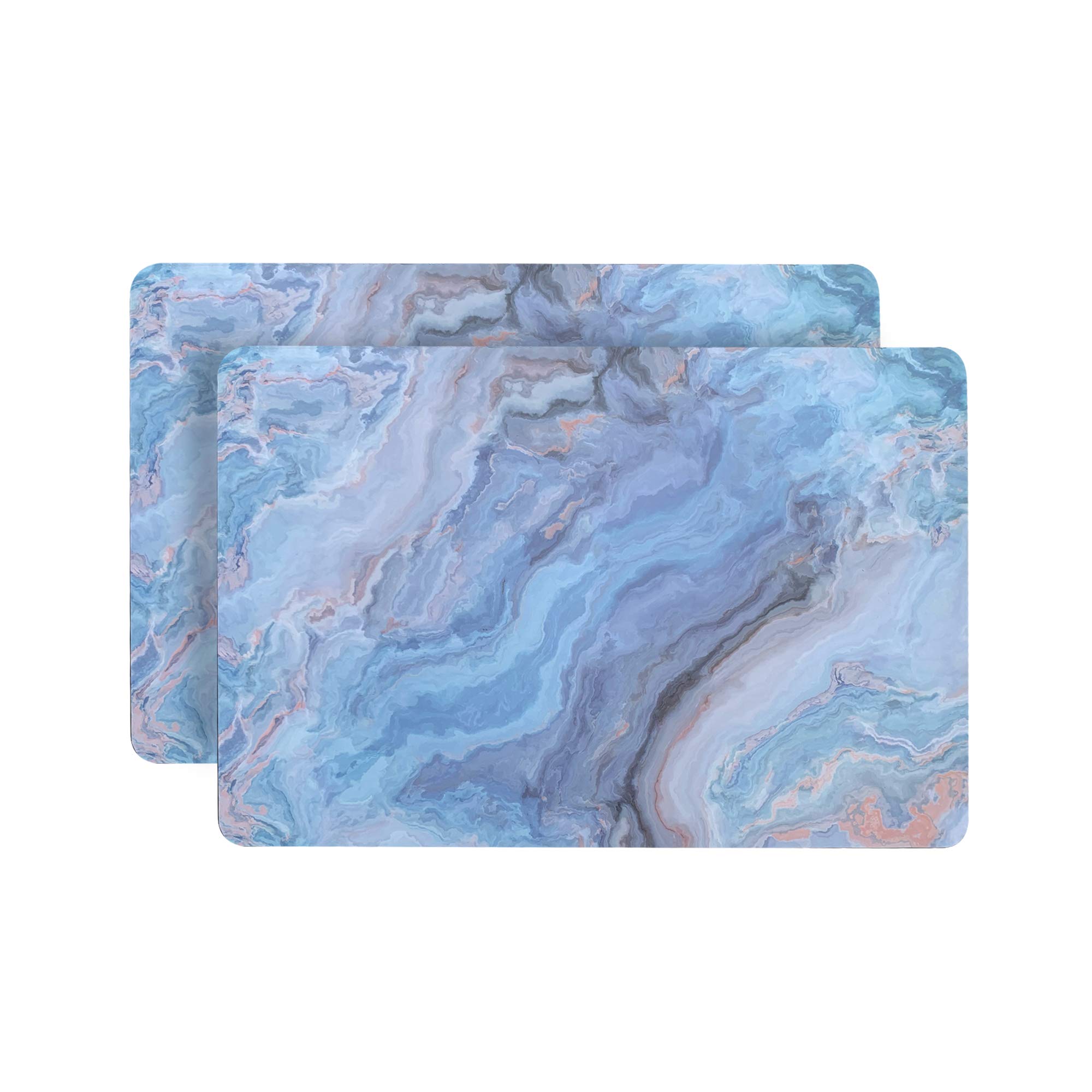 Dainty Home Marble Cork Place Mats - Set of 2 Rectangle Navy 12