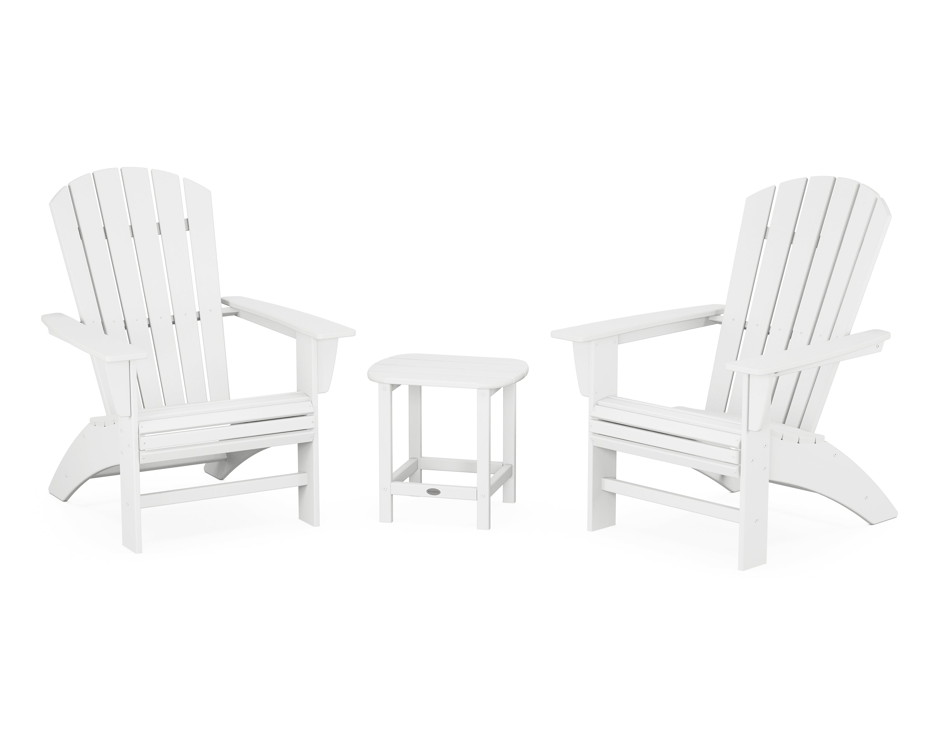 POLYWOOD Nautical 3-Piece Curveback Adirondack Chair Set - Outdoor Patio Furniture for Beach, Poolside & Garden Relaxation
