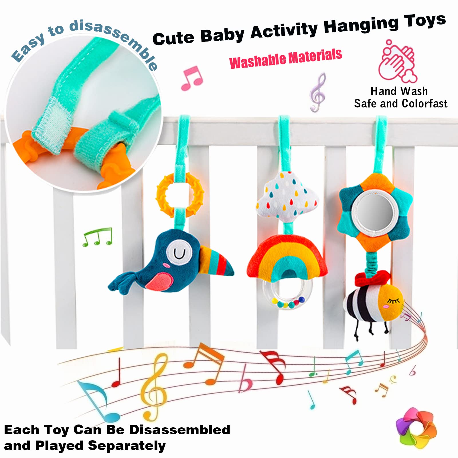 Paul Hamilton Baby Stroller Arch Toys - Adjustable Hanging Toys for Crib, Stroller & Car Seat | Interactive Bouncer Toy Bar & Bassinet Mobile | Perfect Baby Shower Gift (Bee Design) - Ideal for Playtime, Travel & Nursery Decor
