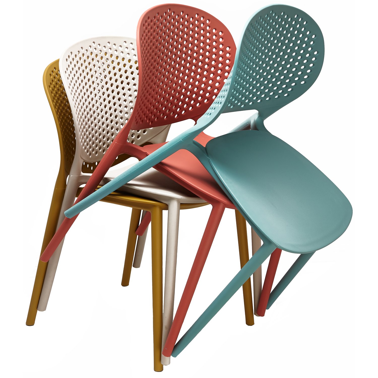 2-Pack Modern Stackable Patio Chairs Set of 3 - Black Outdoor Dining Side Chairs for Pool, Restaurant, Kitchen, Living Room - Perfect for Indoor & Outdoor Entertaining, Relaxing & Dining