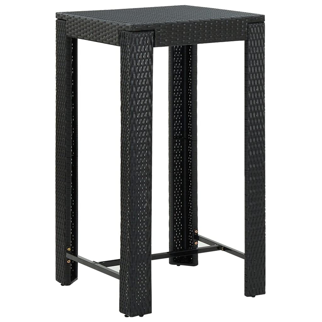 Outdoor Bar Table with Steel Frame - 23.8x23.8x43.5 Inch Square Pub Table, Lightweight Poly Rattan Design for Patio, Garden, Yard, Porch - Perfect for Entertaining, Dining & Relaxing (Black)