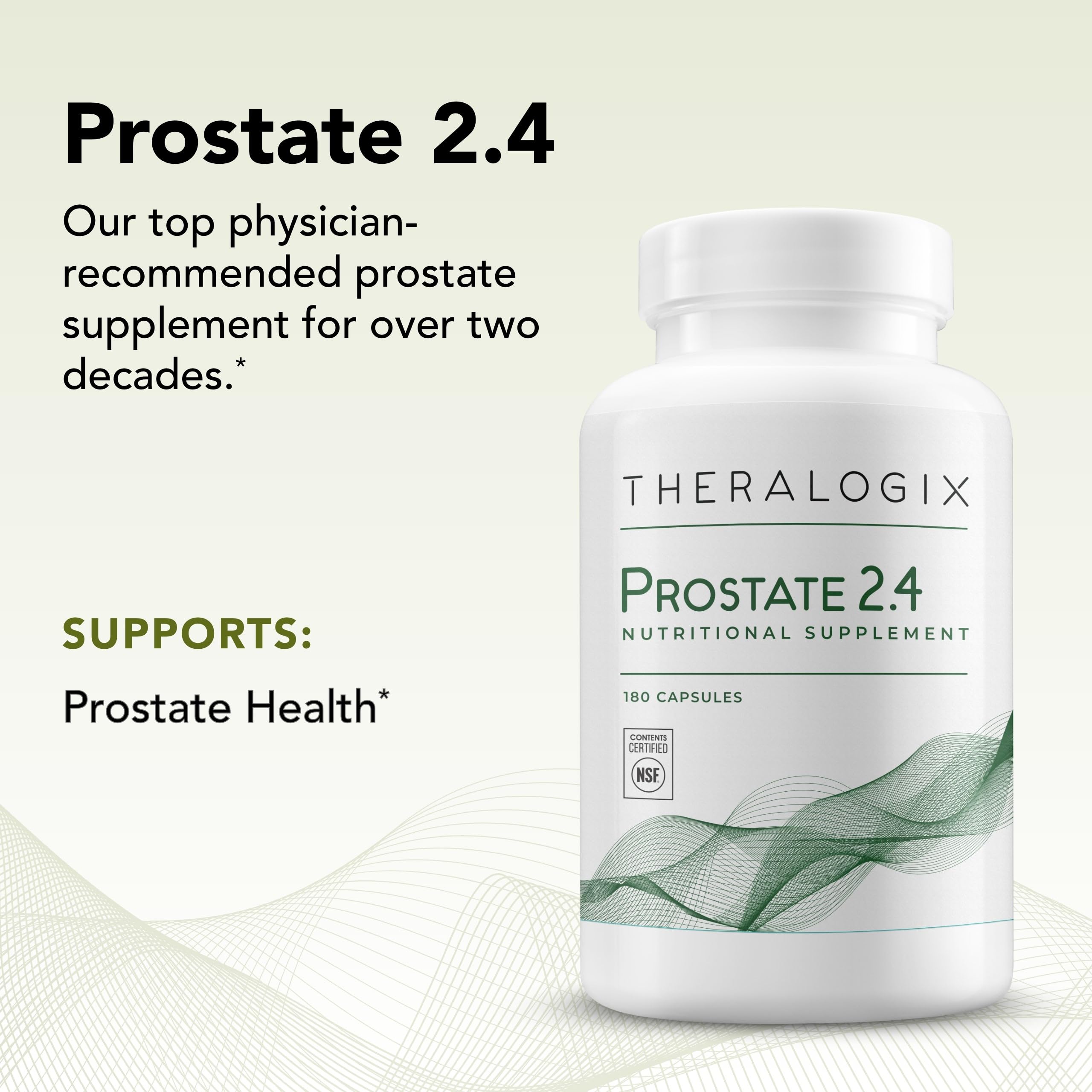 Theralogix Prostate 2.4 Nutritional Supplement for Men - 90-Day Supply (180 Capsules) - Supports Prostate Health with Lycopene, Vitamin D3, Selenium & Vitamin E - NSF Certified - Ideal for Daily Prostate Care & Wellness Routine