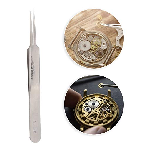 Precision Tweezers for Watch & Jewelry Repair - Professional Stainless Steel Watchmaker Tweezers for Jewelry Making, Eyebrow Plucking, Electronics & Crafts - Essential Watch Repair Tool Kit for Men & Women