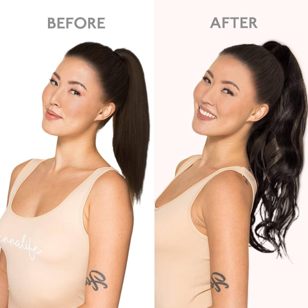 WENNALIFE 14 Inch Dark Brown Human Hair Ponytail Extension - 80g Clip-in Wrap Around Remy Hairpiece for Women | Perfect for Parties, Weddings & Everyday Styling