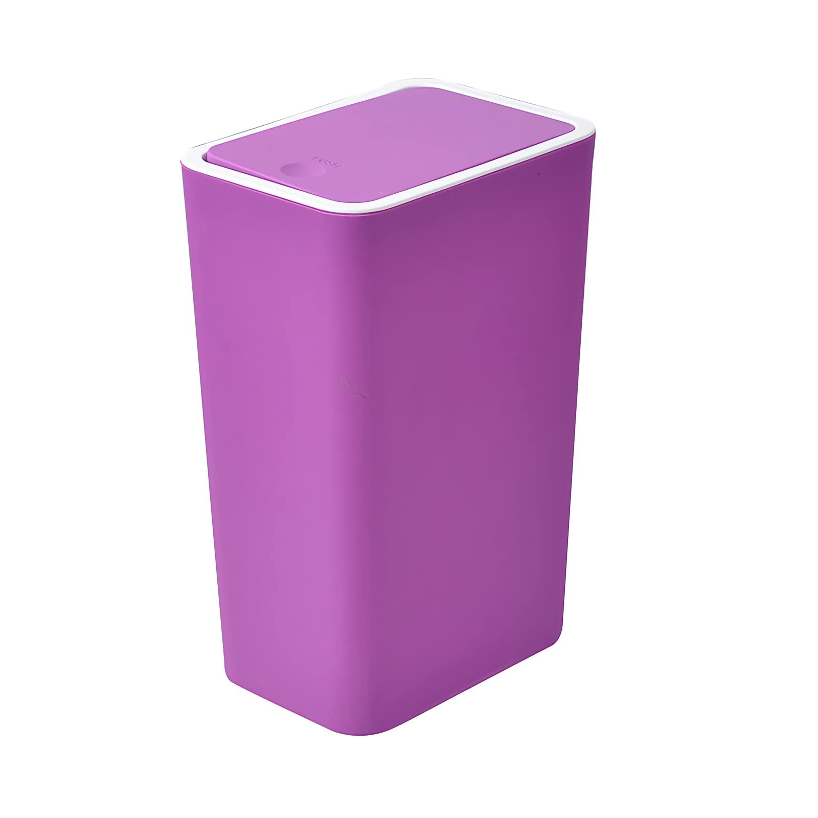 YANZHEXIN 15L Rectangular Bathroom Trash Can with Lid - Ultra-Thin Waste Basket, Dog-Proof Kitchen Compost Bin, Space-Saving Garbage Container for Bathroom, Kitchen, Office (Purple)