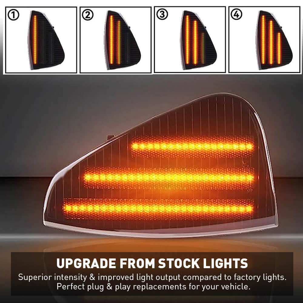 2006-2010 Dodge Charger Sequential LED Corner Lights - 3 Row LED Beams Front Side Marker Lights | Enhanced Visibility & Style for Night Driving & Car Customization