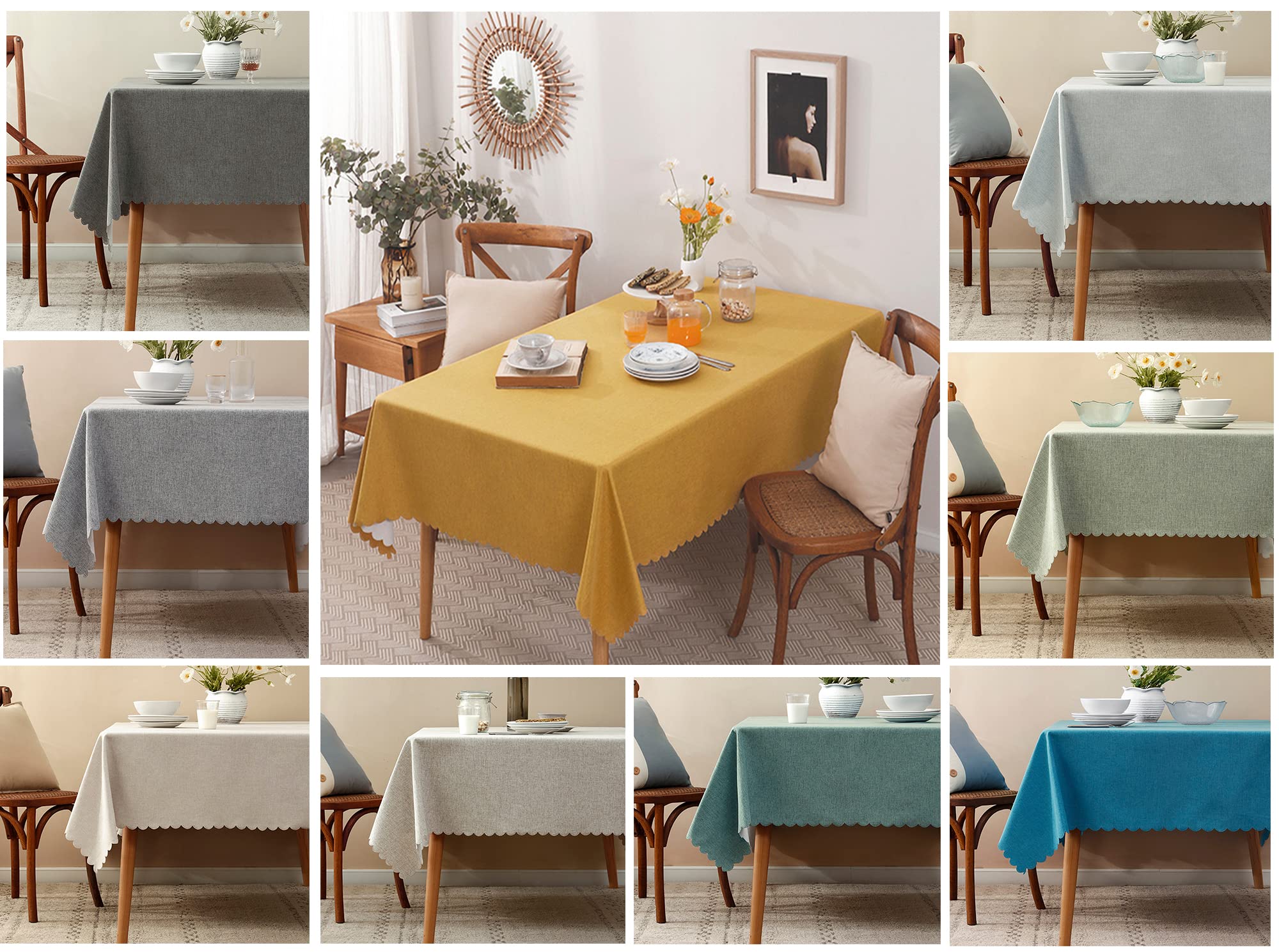 Fennco Styles Woven Solid Sage Green Tablecloth 56x88 Inch - Wrinkle-Free, Heat-Resistant Washable Table Cover for Dining, Parties, Weddings | Perfect for Indoor & Outdoor Events, Holidays, Home Decor