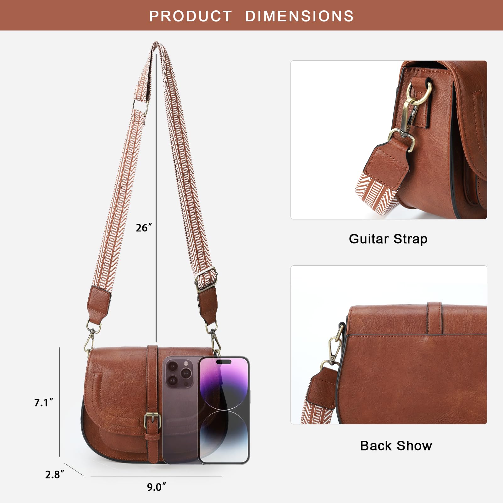 AFKOMST Vegan Leather Crossbody Bags for Women - Small Saddle Purse & Boho Shoulder Bag | Perfect for Everyday Use, Travel & Casual Outings