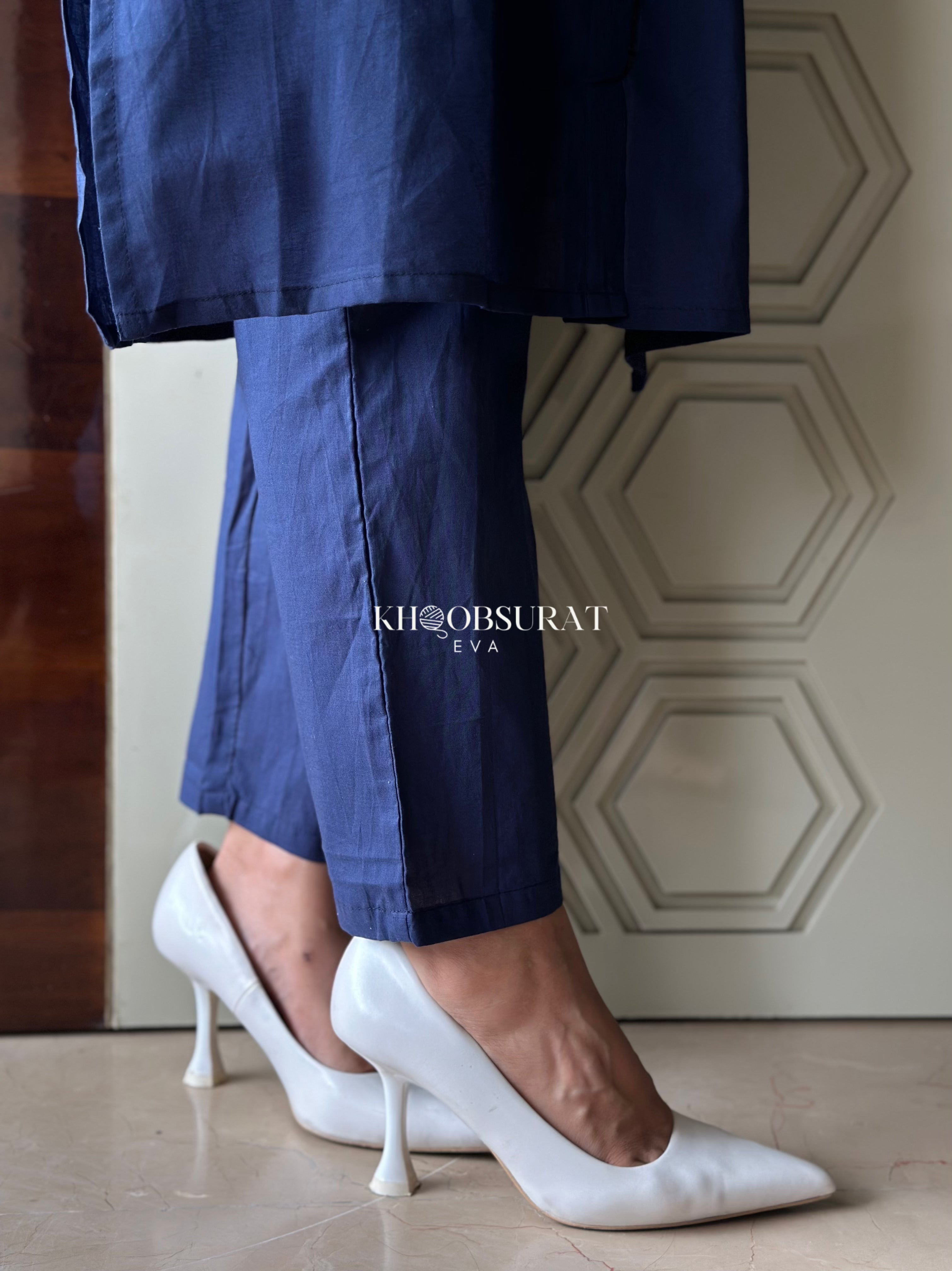 Stylish Blue Cotton Lovebird Kurta Set for Women - Comfortable & Trendy Indian Ethnic Wear for Festivals, Weddings & Casual Outings