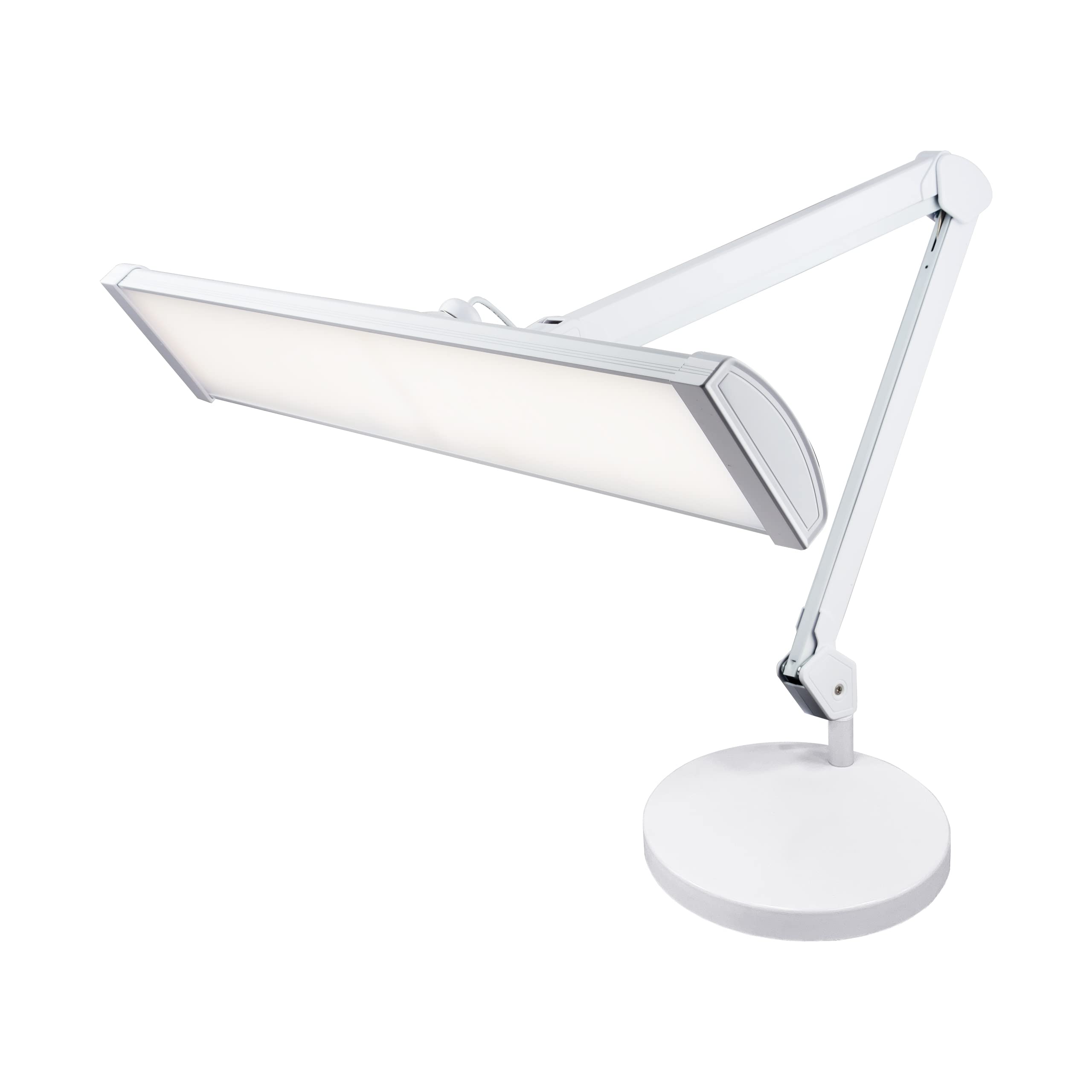 Neatfi 3,500 Lumens Ultra Bright LED Desk Lamp - 26 Inch Adjustable Dimmable Task Light with 270 SMD LEDs, 45W Energy Efficient Office & Home Lighting (White, Non-CCT with Base) - Perfect for Reading, Studying, Working & Crafting