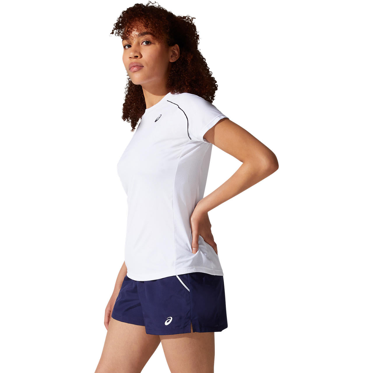 ASICS Women's Court Piping Short Sleeve Tennis Top - White | Breathable Performance Shirt for Women's Tennis, Pickleball & Active Workouts
