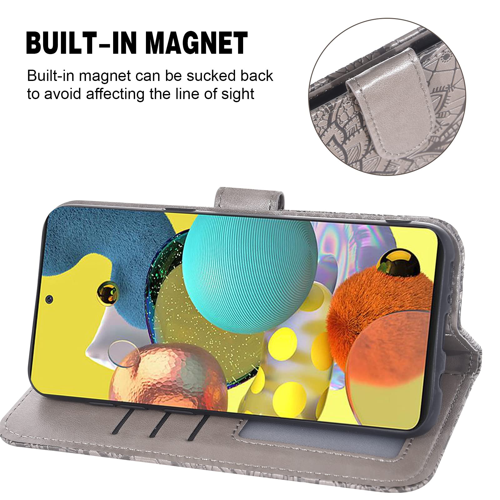 **ASUWISH Samsung Galaxy A51 5G Case with Tempered Glass Screen Protector, Card Holder & Kickstand – Wallet Phone Cover for Galaxy A51 5G UW/51A/G5/Gaxaly S51 (Grey) – Perfect for Work, Travel & Everyday Use**