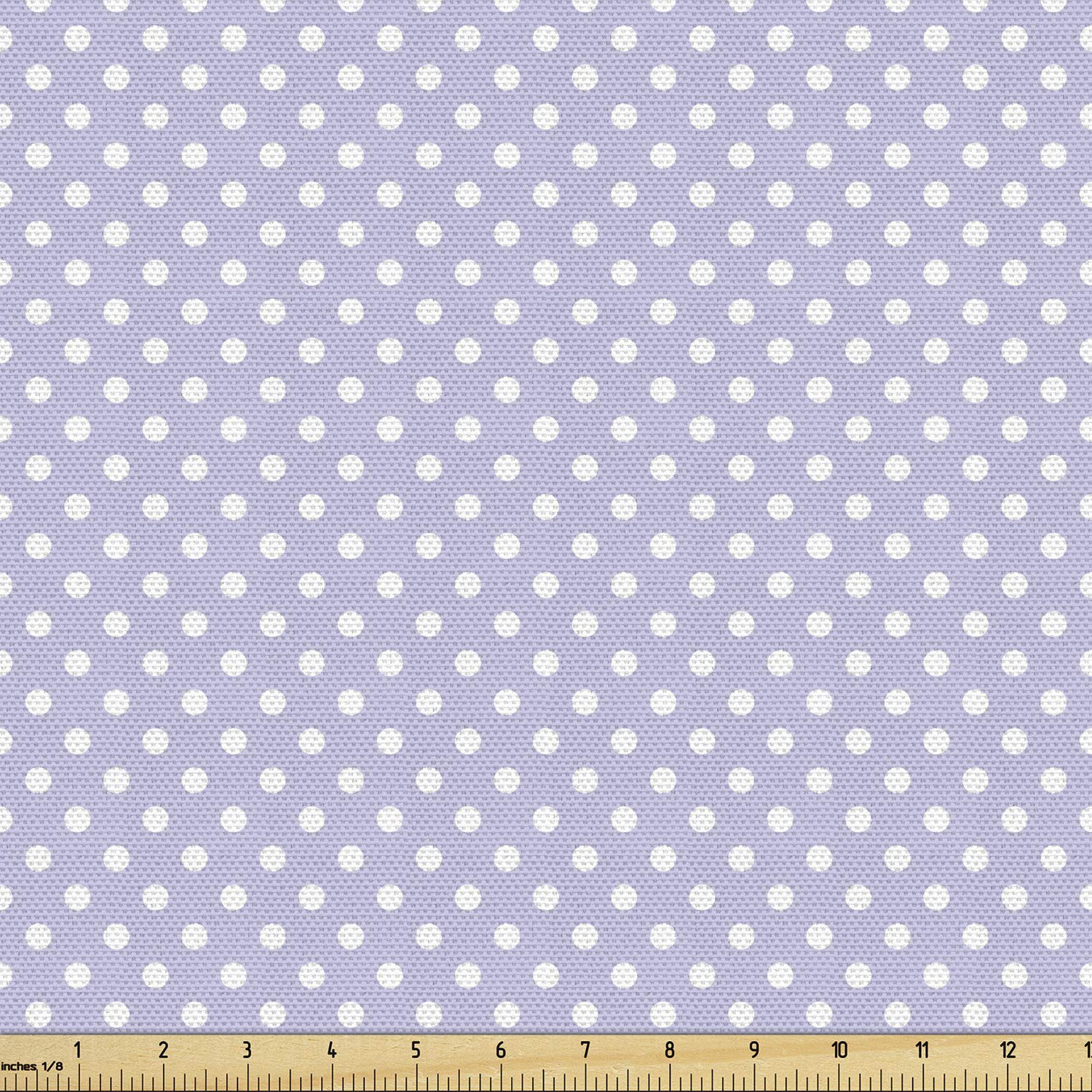 Ambesonne Party Fabric by The Yard - Traditional Polka Dot & Grid Pattern Upholstery Fabric (10 Yards, Lavender Blue & White) | Decorative Fabric for Sofa, Curtains, Pillows & DIY Home Decor Projects
