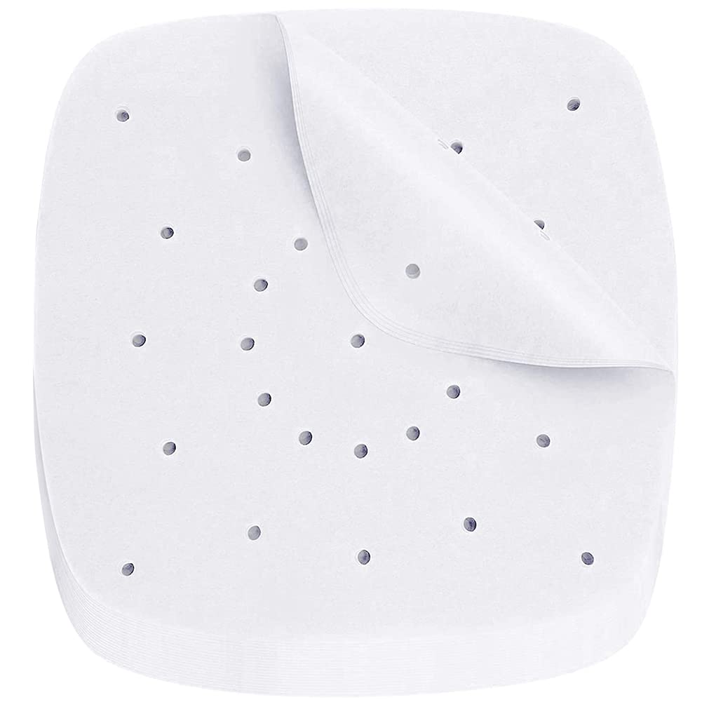 Ourshine Premium Parchment Paper for Baking - 8 Inch Square Non-Stick Air Fryer Liners, 100-Pack | Perfect for Baking, Grilling, Frying & Steaming Bread | Ideal for Home Kitchens & Commercial Bakeries