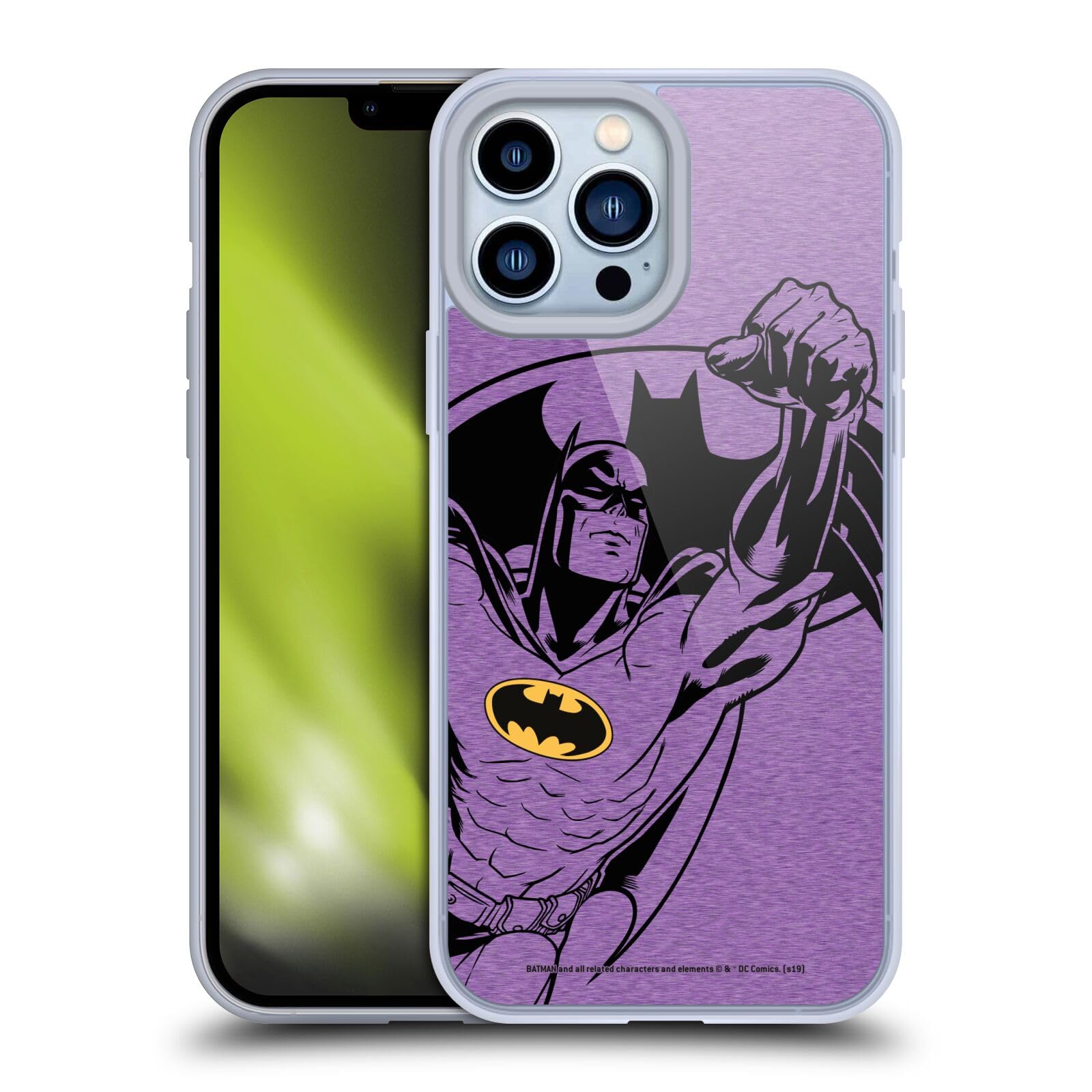 Officially Licensed Batman DC Comics Purple Logo Soft Gel Case for Apple iPhone 13 Pro Max - Protective Phone Cover for Superhero Fans, Perfect for Daily Use & Comic Conventions