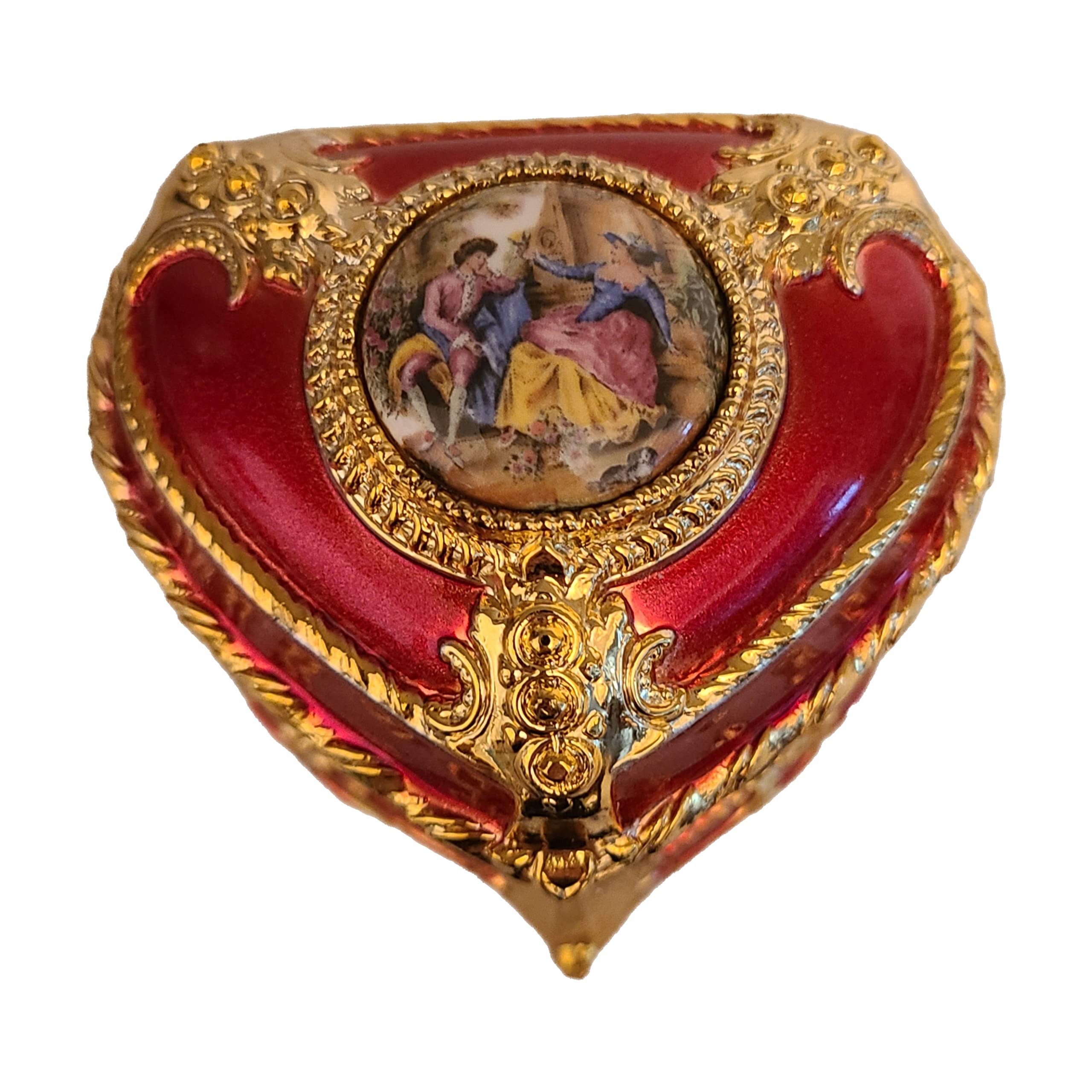 Handmade Red Heart Shaped Music Box - Jewelry Gift Box Plays Canon in D - Perfect for Valentine's Day, Anniversaries & Romantic Surprises