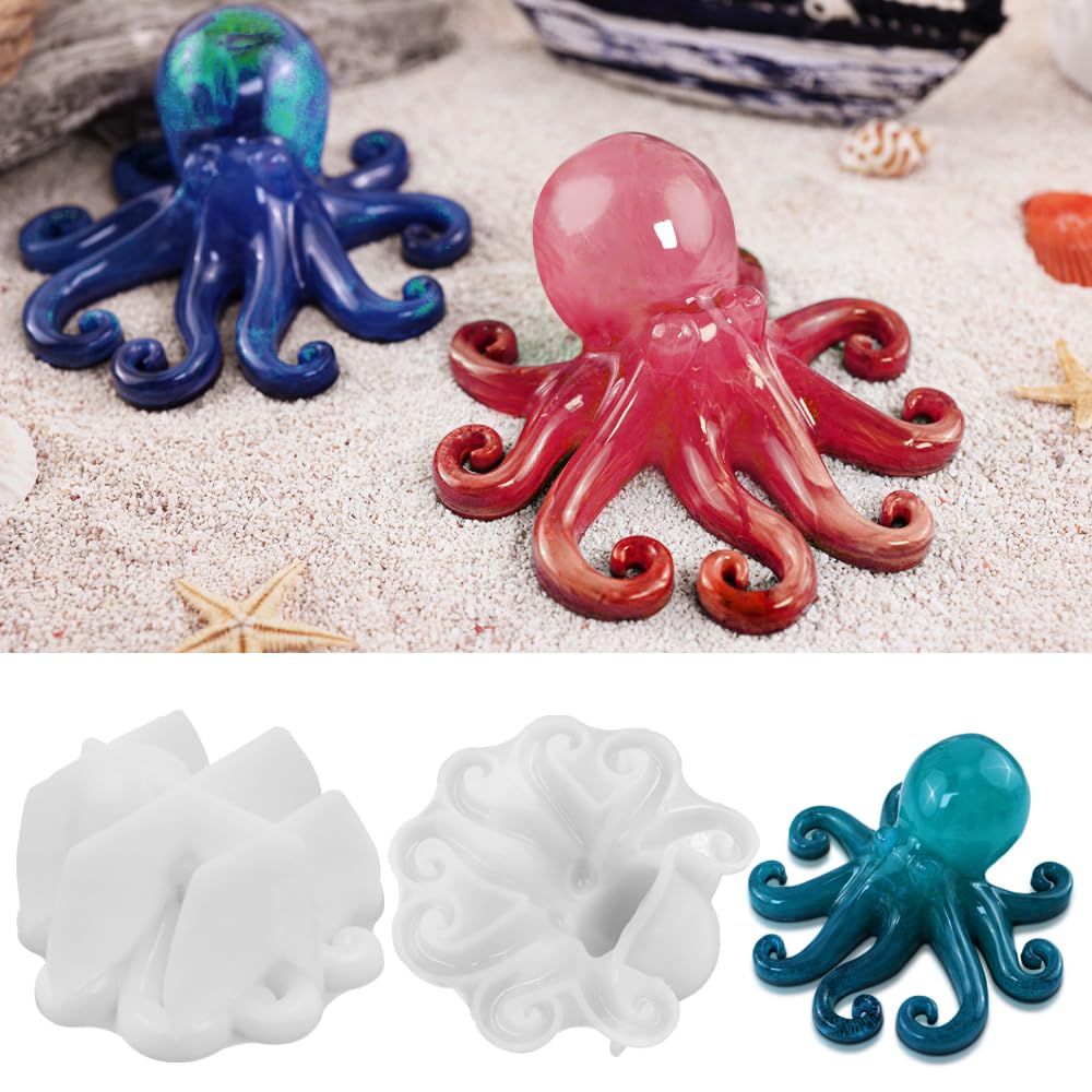 2 Pcs Octopus Frog Resin Molds - 3D Animal Epoxy Silicone Molds for DIY Craft, Jewelry Making, Home Decor & Desktop Ornament - Perfect for Resin Art, Cake Decorating & Gift Making