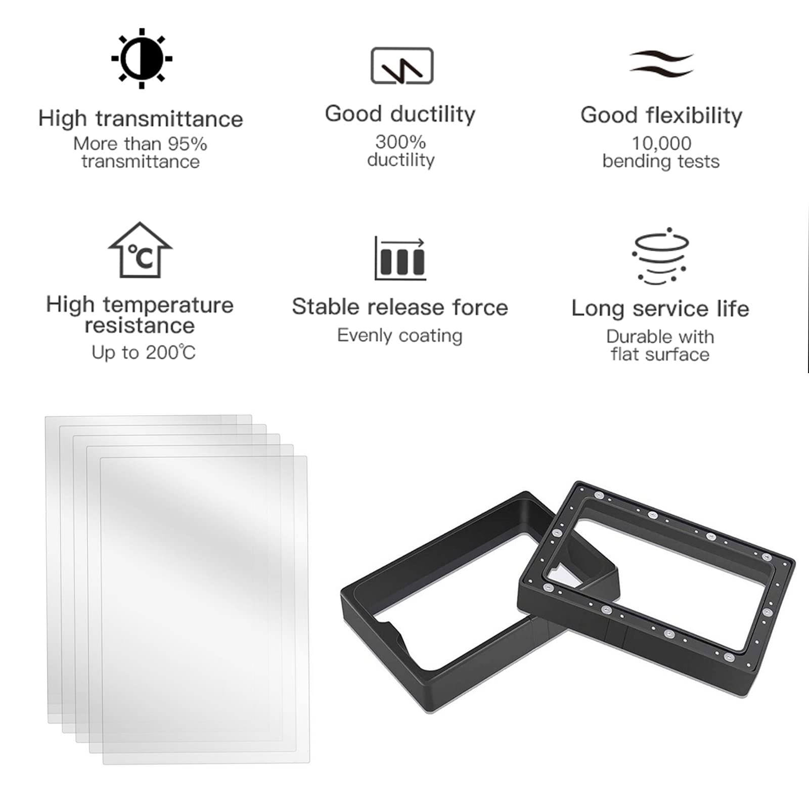 6PCS FEP Film 290x210x0.15mm for ELEGOO Saturn 3D Printers - LCD Resin Printing Accessory