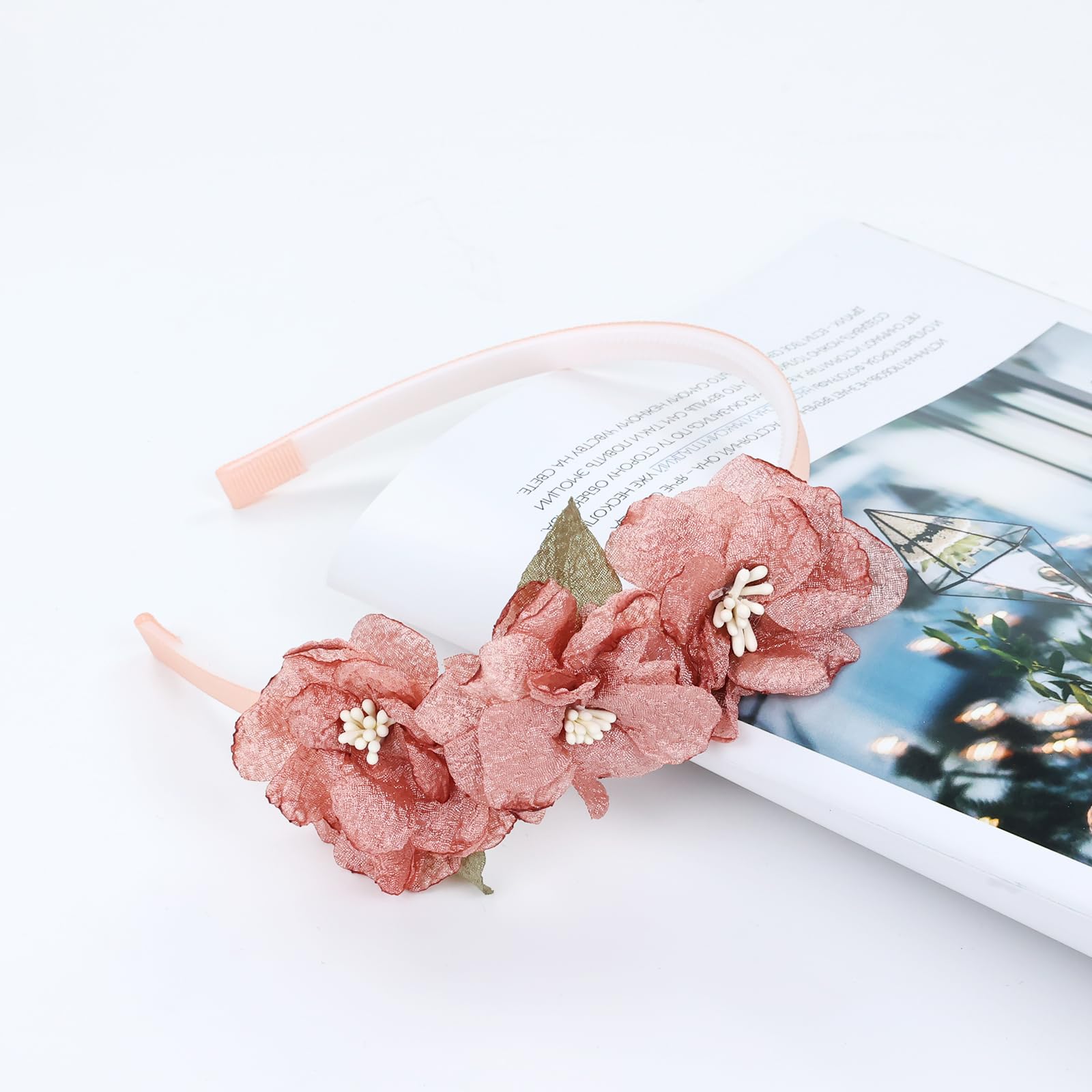 5-Piece Floral Headbands for Girls - Plastic Flower Hair Bands & Hoops Accessories for Toddlers, Kids & Teens - Perfect for Birthday Parties, Photo Shoots & Spring Outfits