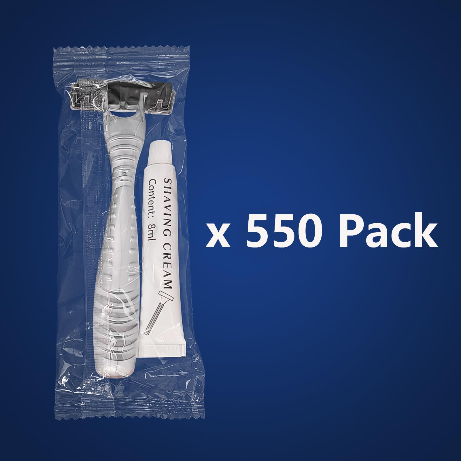550 Count Kheoxusa 3-Blade Disposable Razors - Individually Wrapped for Travel, Airbnb, Hotels, Shelters & Personal Grooming - Smooth Shaving for Men & Women - Silver Triple Blade Razors Bulk Pack