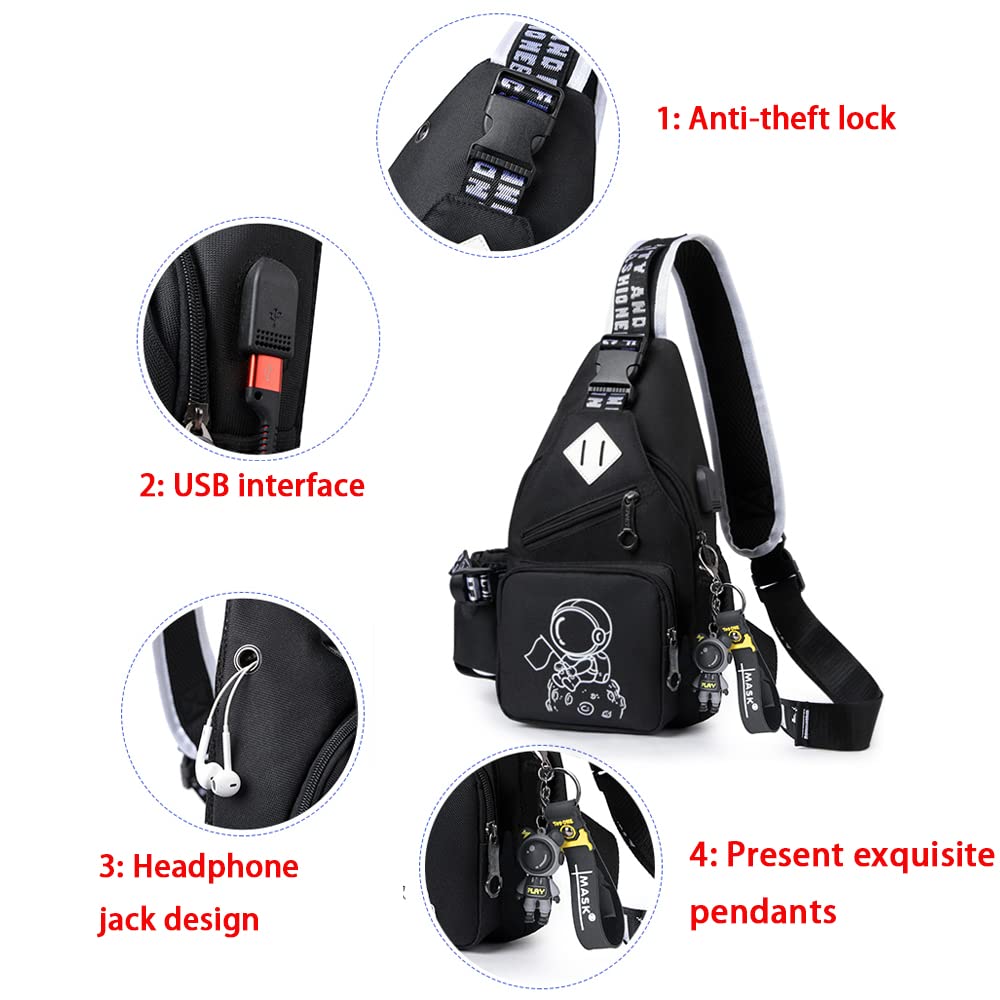 Stylish One-Shoulder Backpack for Men - Business Chest Bag, Outdoor Casual Shoulder Bag, Small Satchel Purse (Black) - Perfect for Work, Travel & Daily Commute