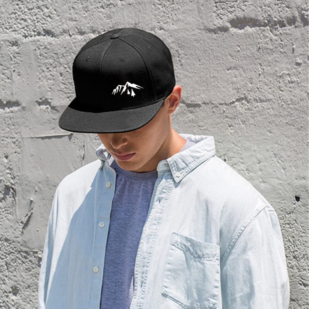 Men's Adjustable Snapback Baseball Cap - Flat Bill Black Trucker Hat with American Flag & Pirate Skull Design - Cool Dad Hat for Casual Wear, Outdoor Sports & Street Fashion
