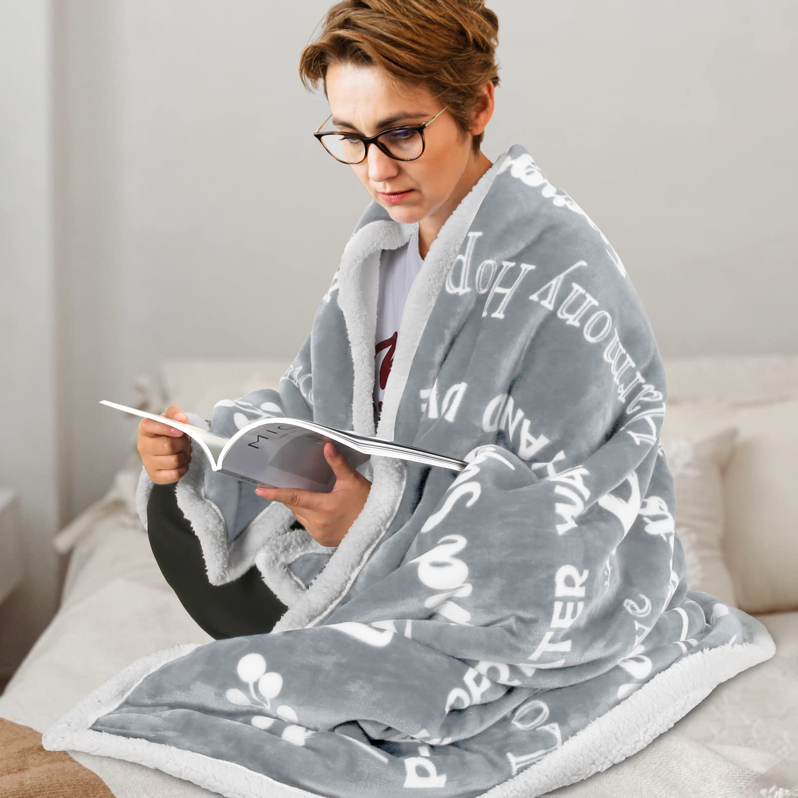 MACEVIA Soft Sherpa Fleece Breast Cancer Survivor Blanket - 50